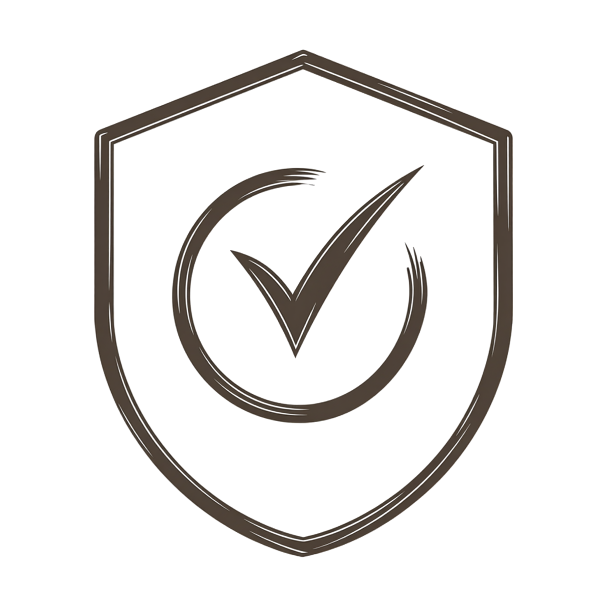 Logo représentant une coche noire sur un fond rouge entouré d'un cadre gris et d'un fond noir.
