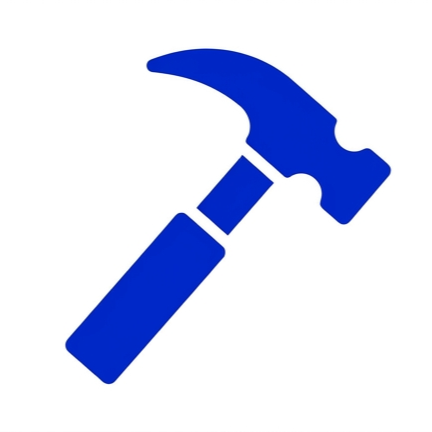 Blue silhouette of a hammer