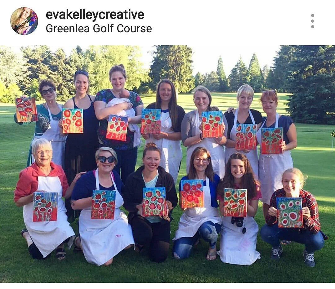 SO.MUCH.FUN!!! Thank you @evakelleycreative for teaching us to paint some beautiful poppies at Greenlea's first paint night!