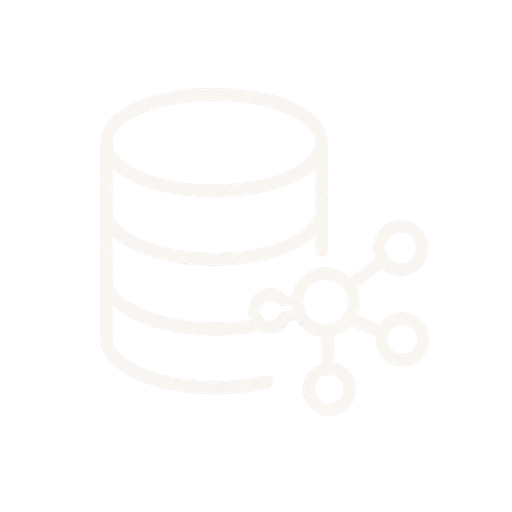 Icon of a database with an interconnected network symbol