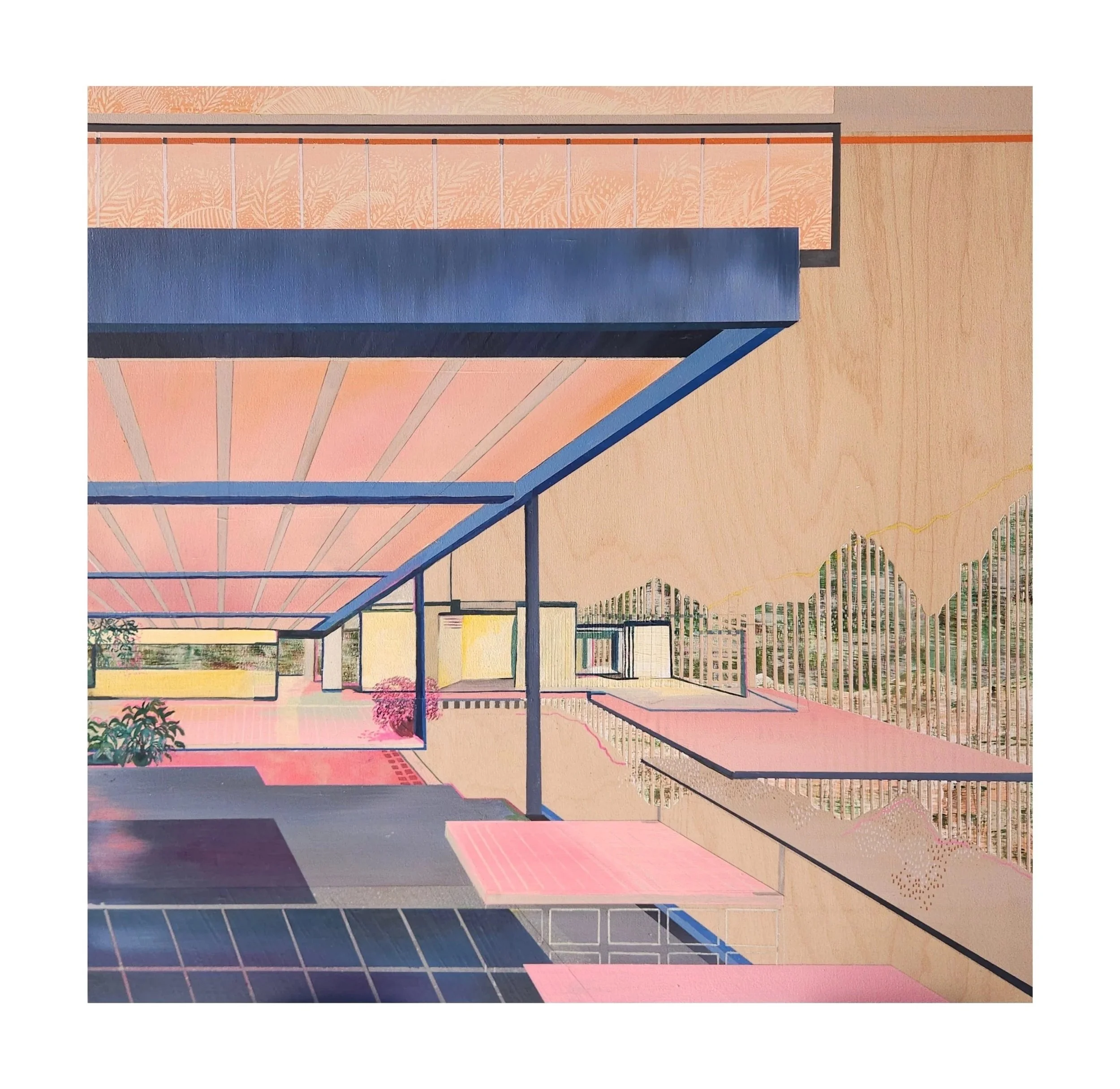 Case Study House #21, 
60cm x 60cm, 
Oil and Acrylic paint on birch ply
