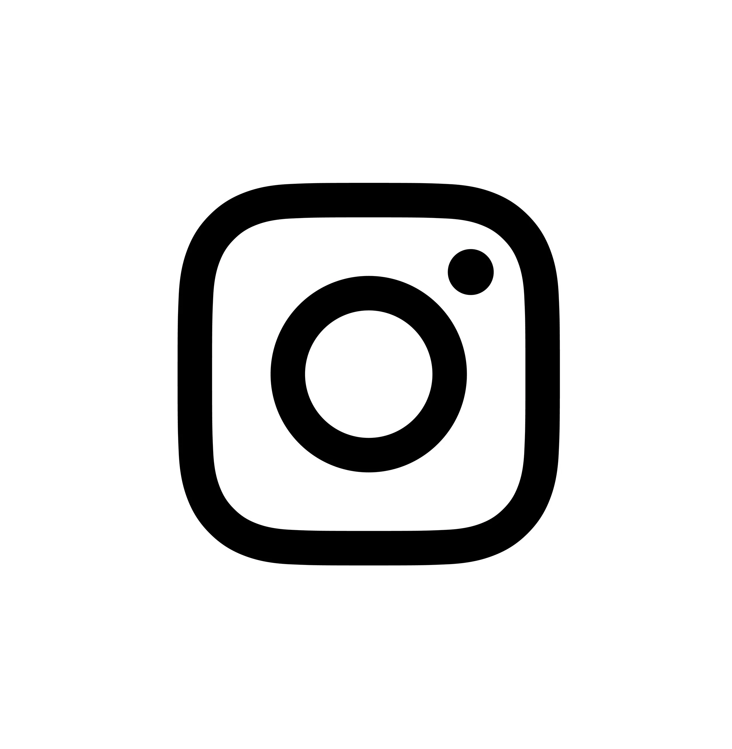 Black and white Instagram logo with a camera icon inside a rounded square.