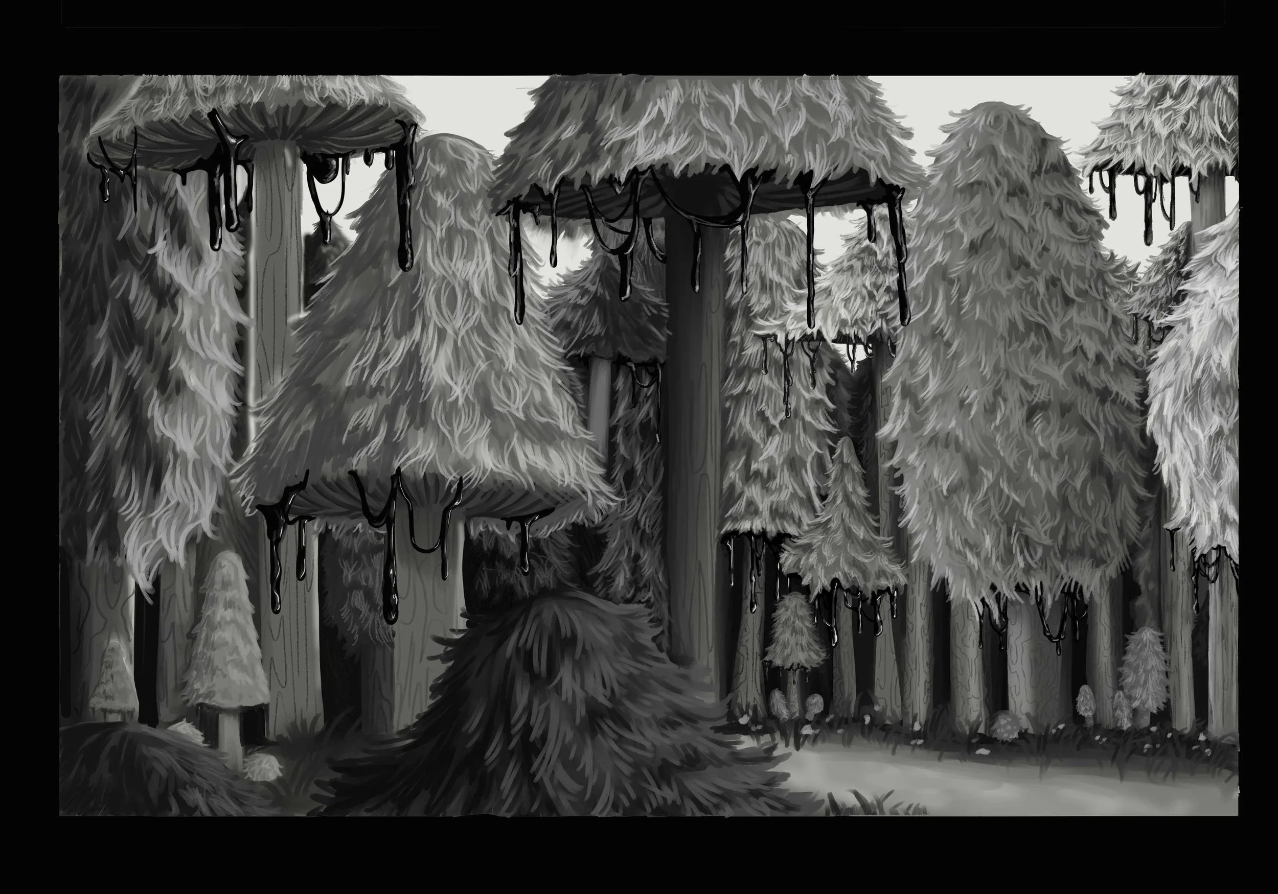 Monochrome Ink Cap Forest