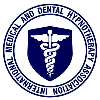 Logo of the International Medical and Dental Hypnotherapy Association featuring a caduceus symbol.