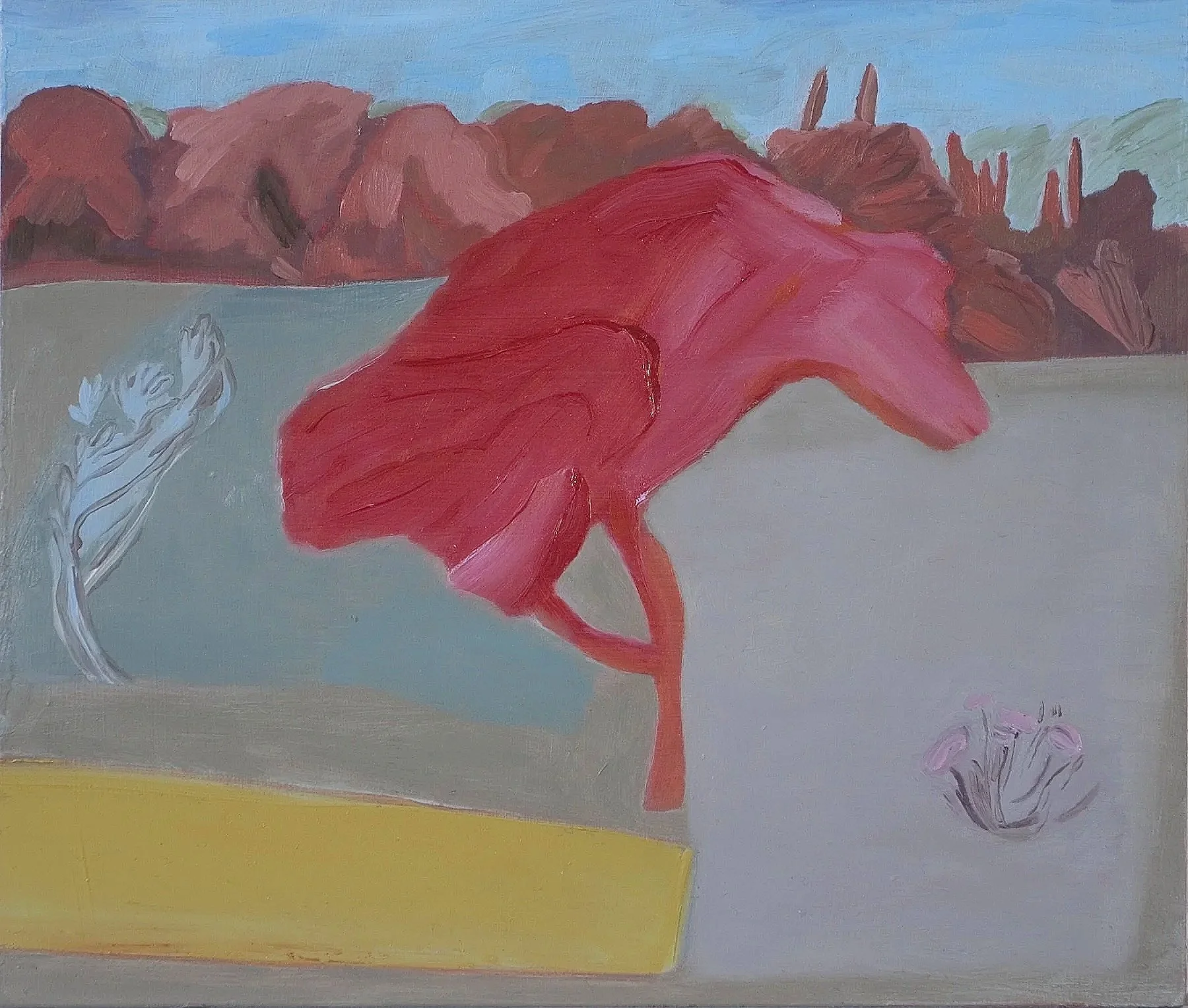 Red Tree, oil on board, 30 x 45 cm