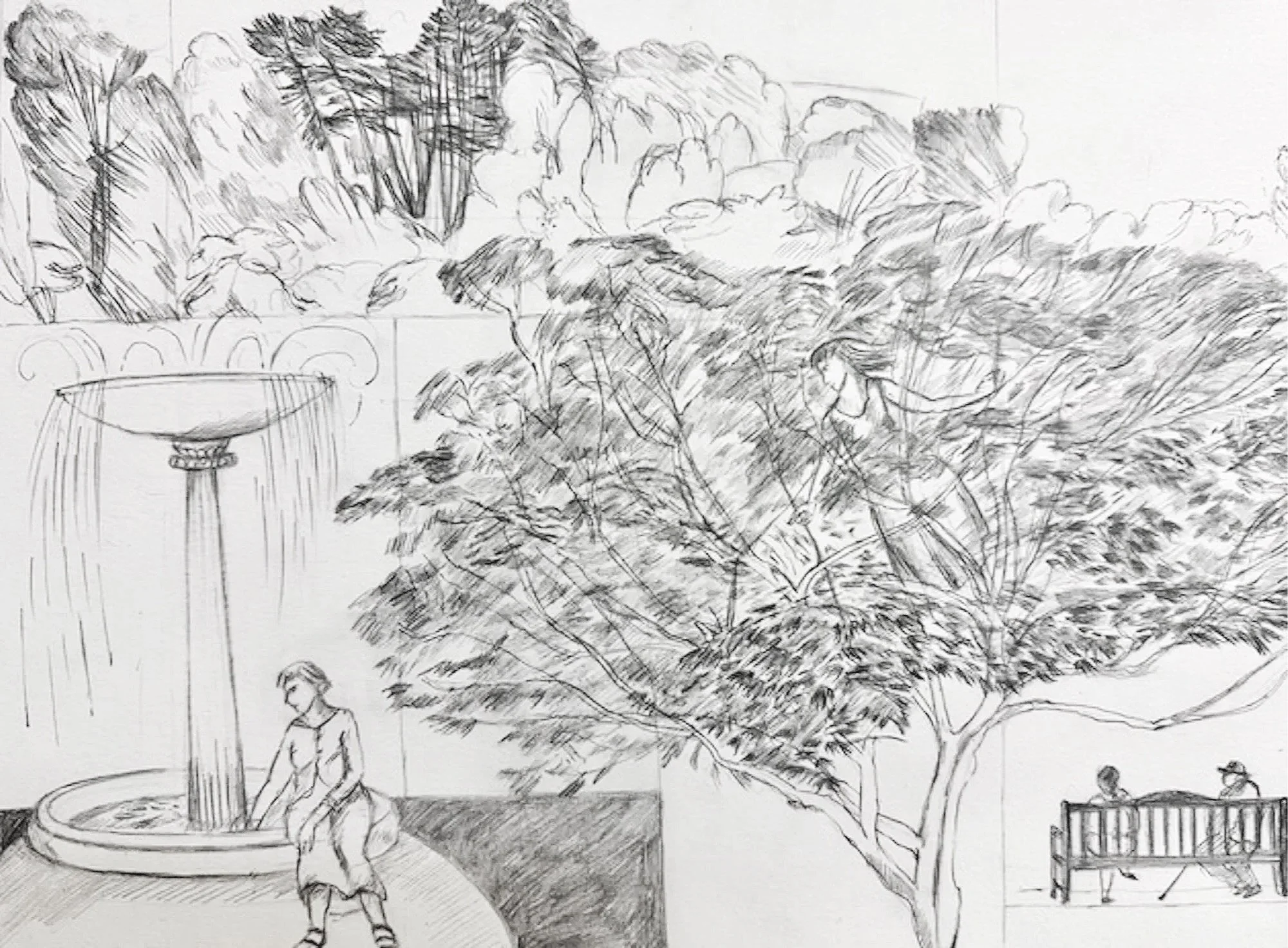 The Beholder - after Giotto (2), 2025, pencil on paper, 21 x 30 cm