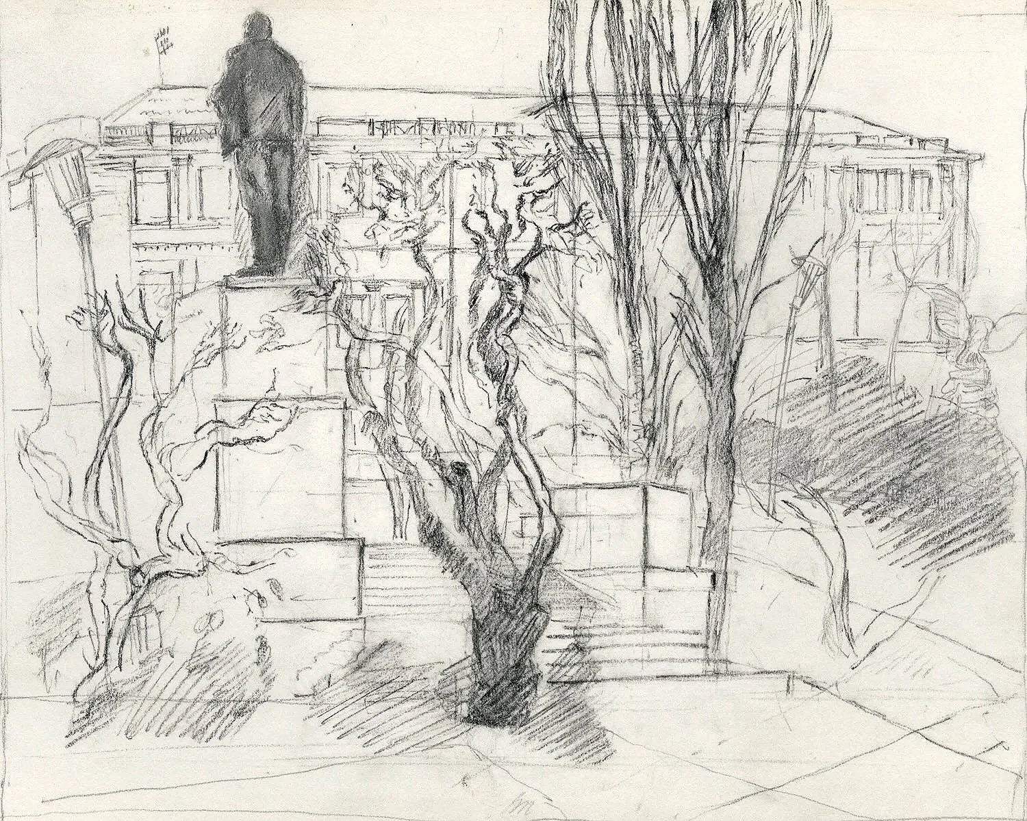 Memorial, charcoal and pencil on paper, 1992, 21 x 29.7 cm