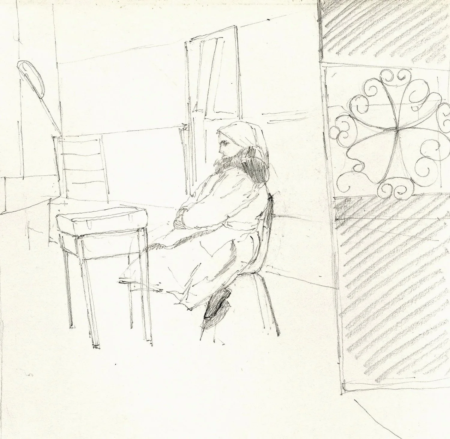 Woman Selling Pancakes in the Street, pencil on paper, 1992, 21 x 29.7 cm