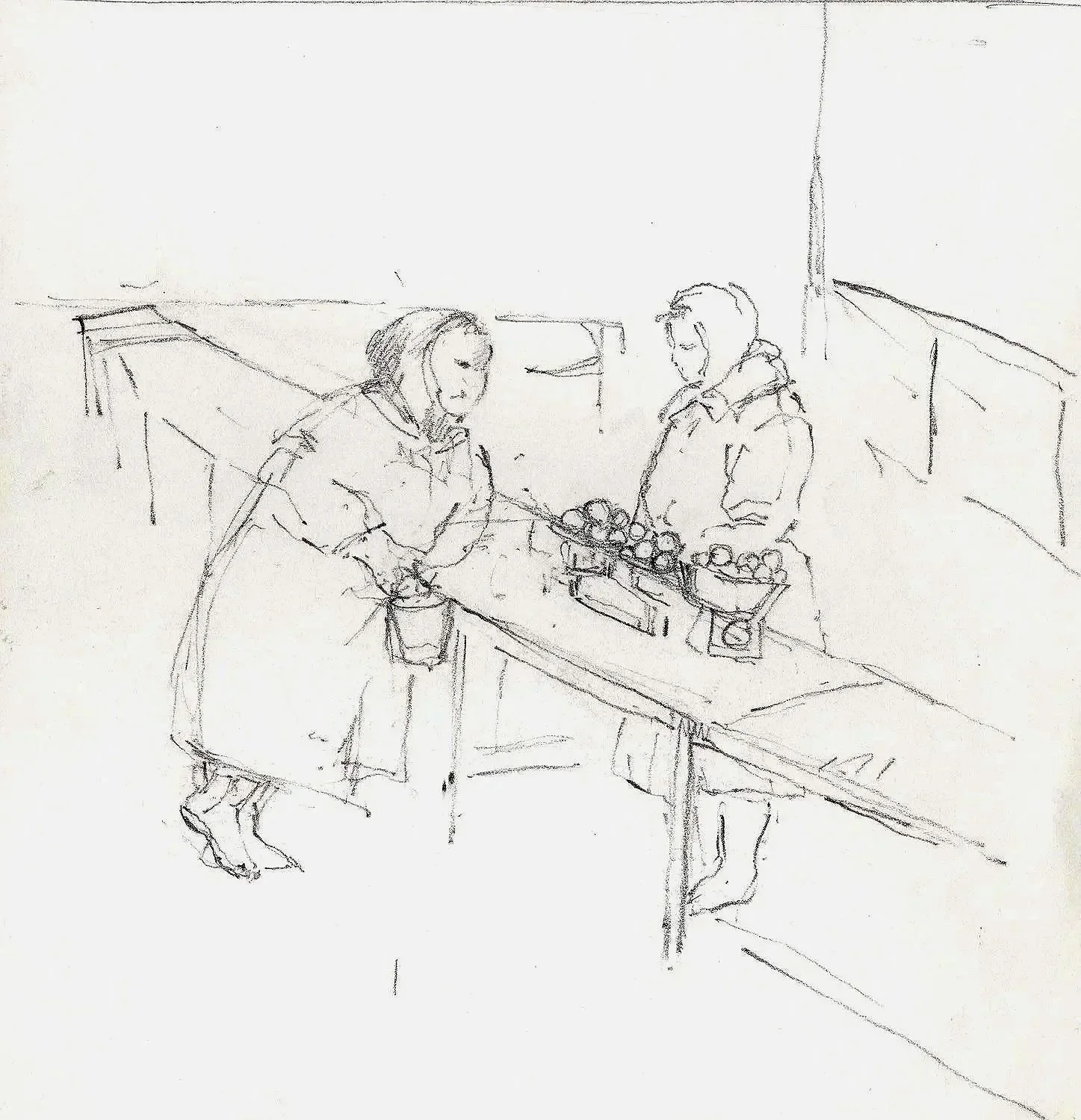 Woman Selling Onions, pencil on paper, 1992, 29.7 x 21 cm