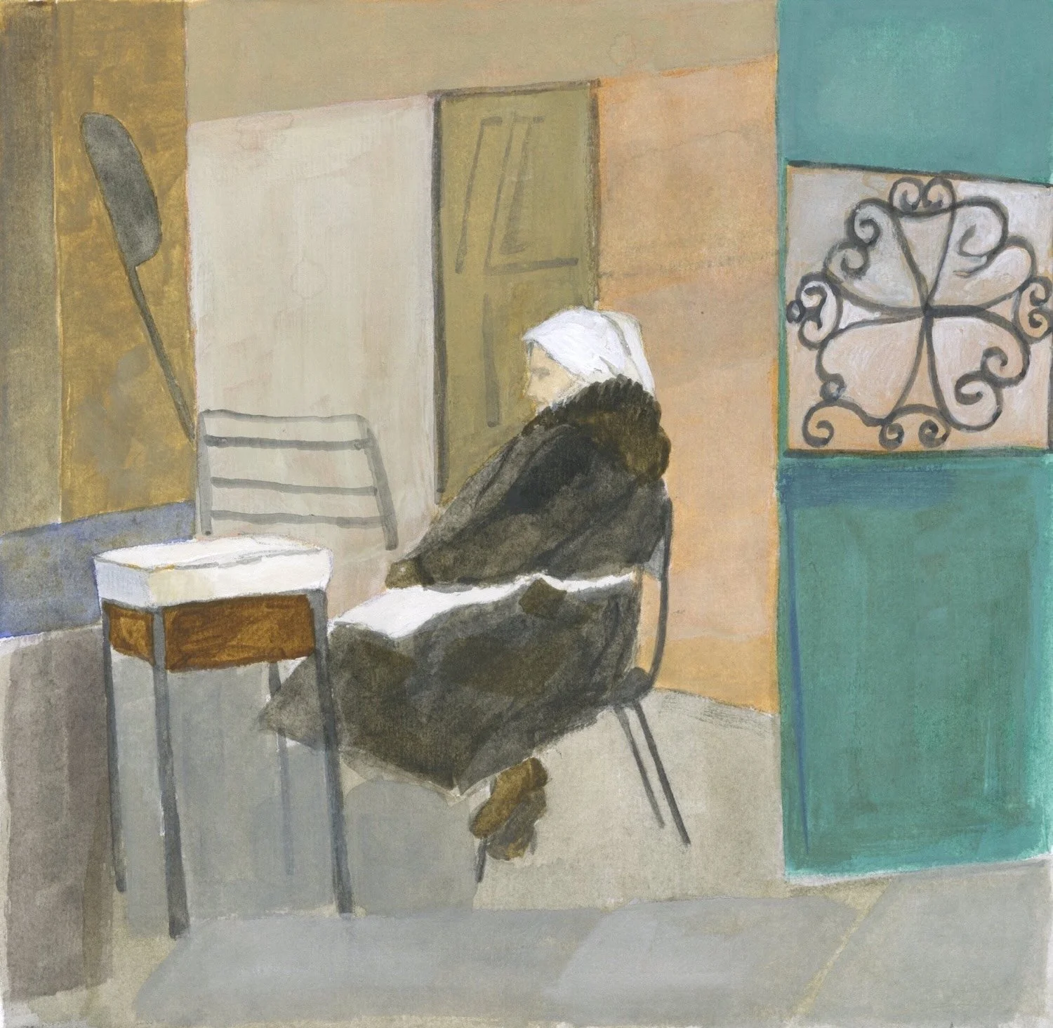 Woman Selling Pancakes, watercolour , 1992, 21 x 29.7 cm