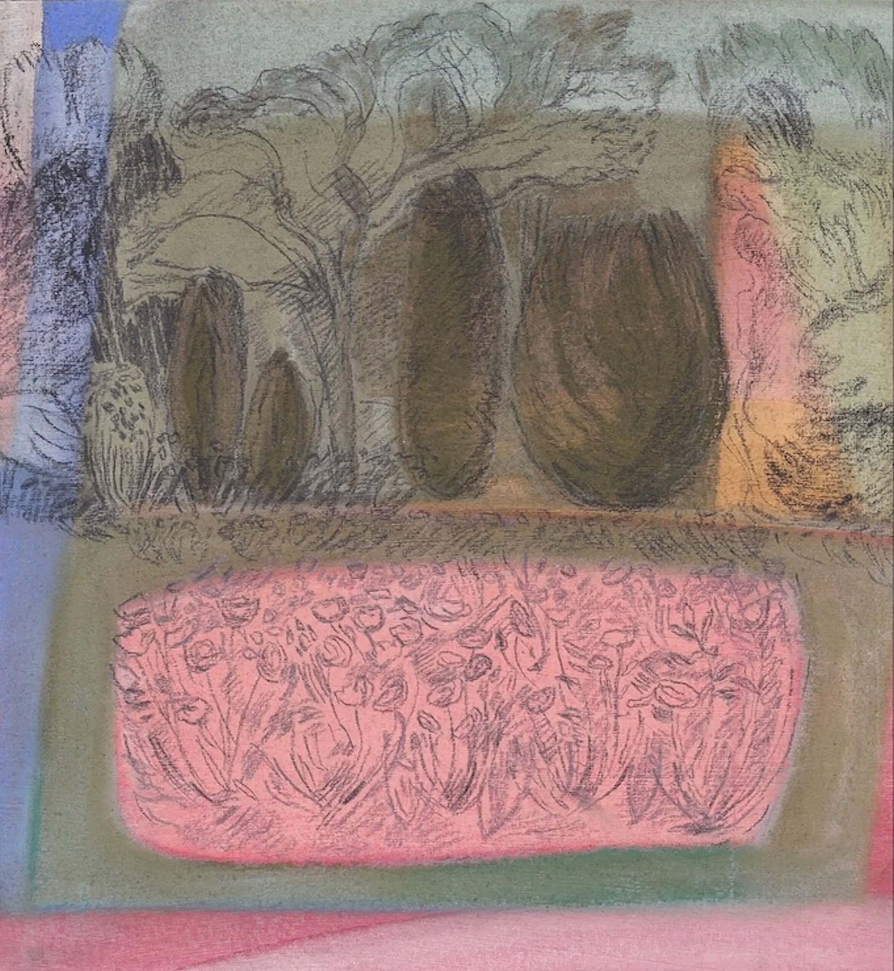 In a Garden 12, watercolour, pastel & graphite on paper, 20 x 18 cm
