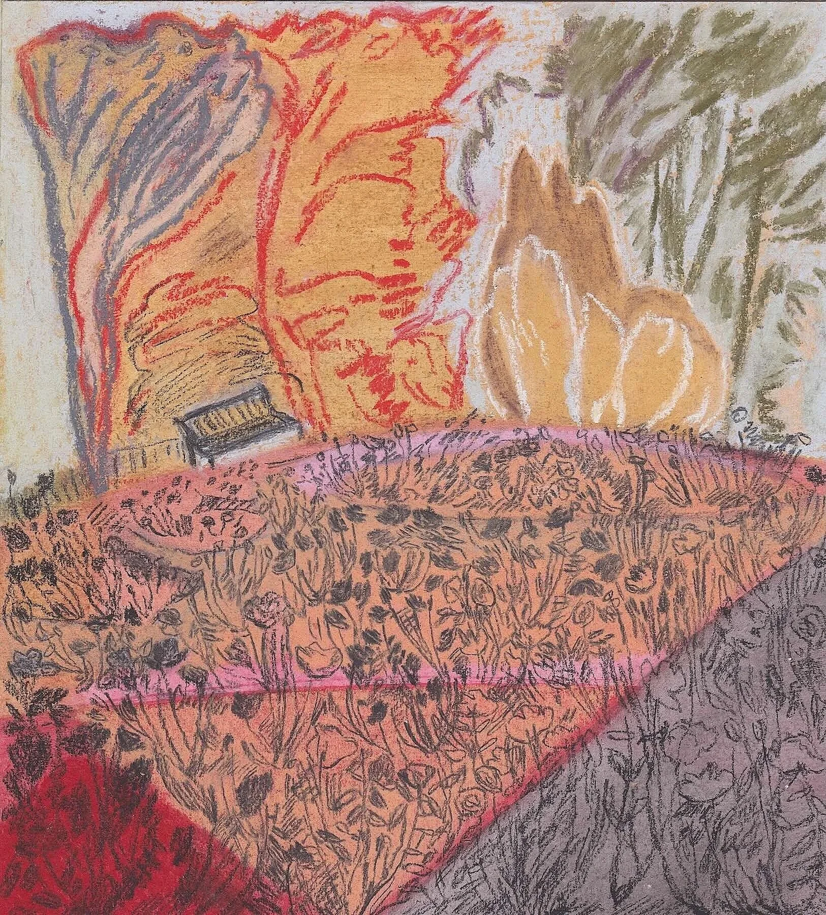 In a Garden 10, watercolour, pastel & graphite on paper, 20 x 18 cm