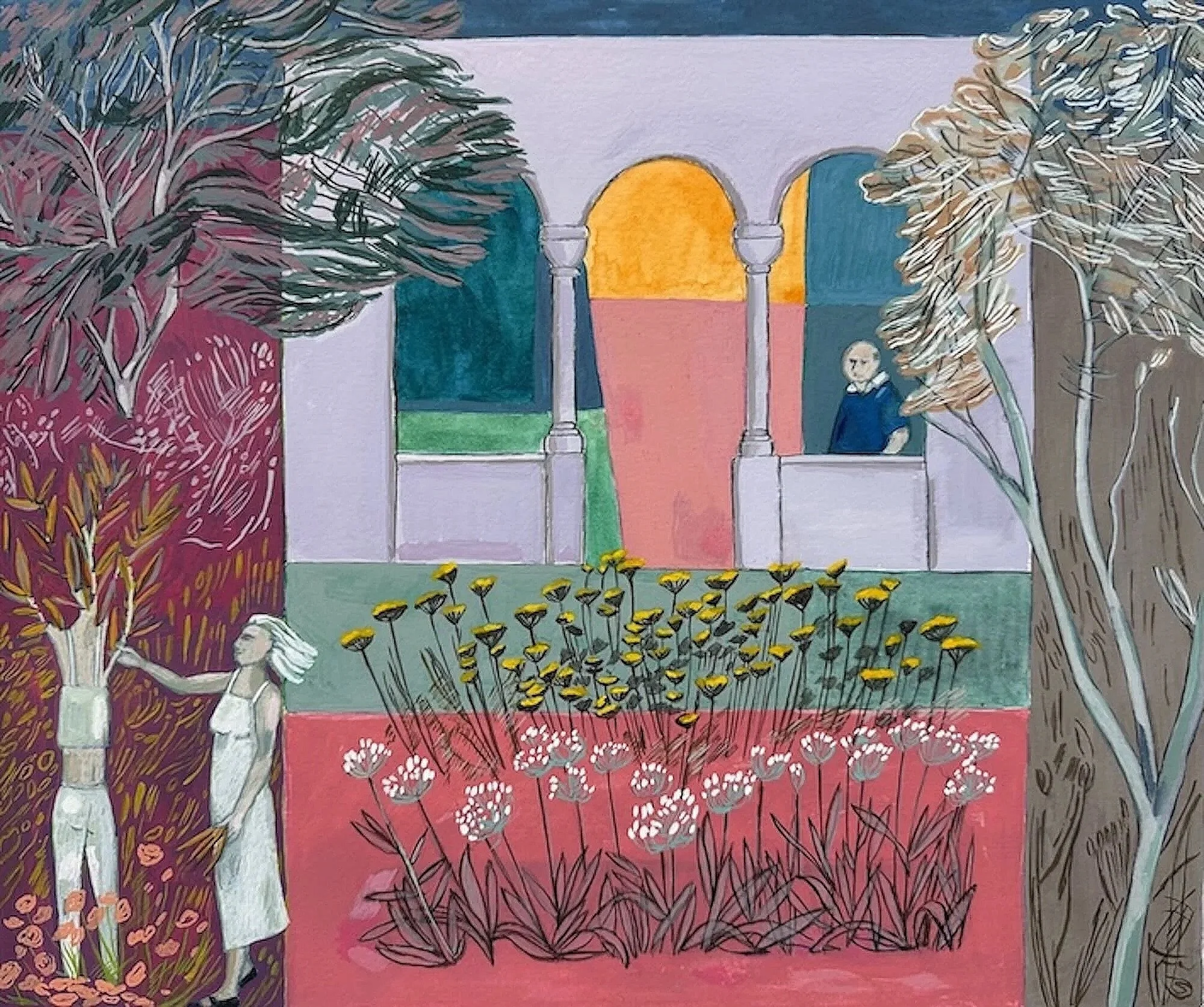 Daphne Observed (2), 2025, watercolour, gouache and ink on paper, 25 x 30 cm  
