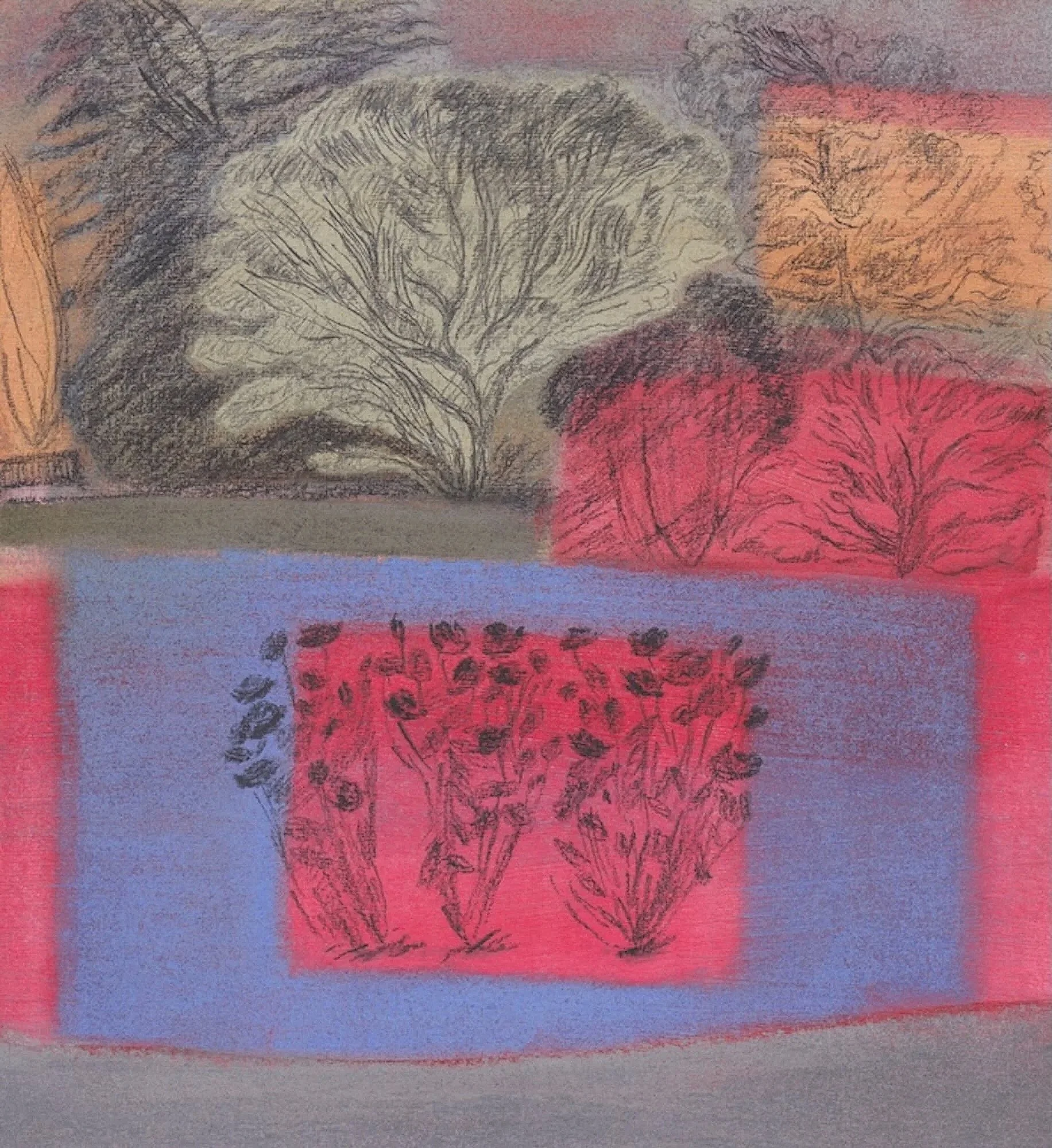 In a Garden 15, watercolour, pastel, & graphite on paper, 20 x 18 cm