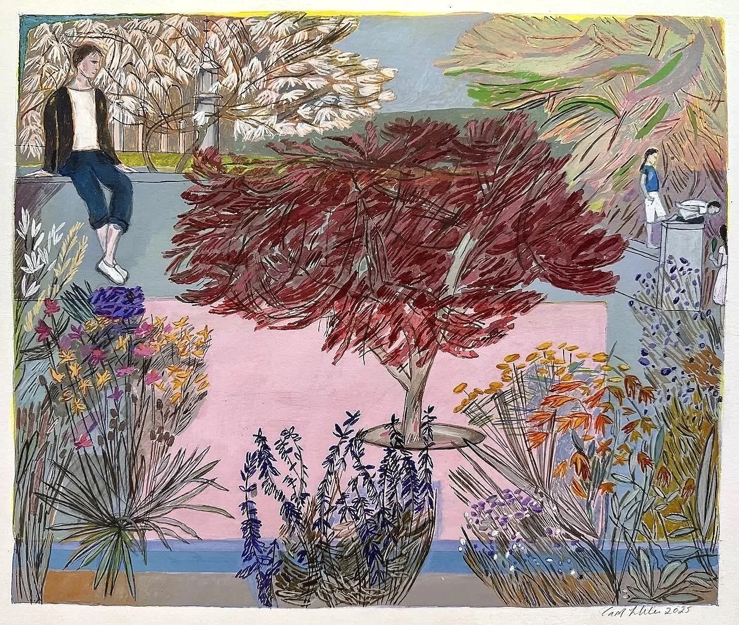 The Watchers (5), 2025, watercolour, gouache and ink on paper, 25 x 30 cm