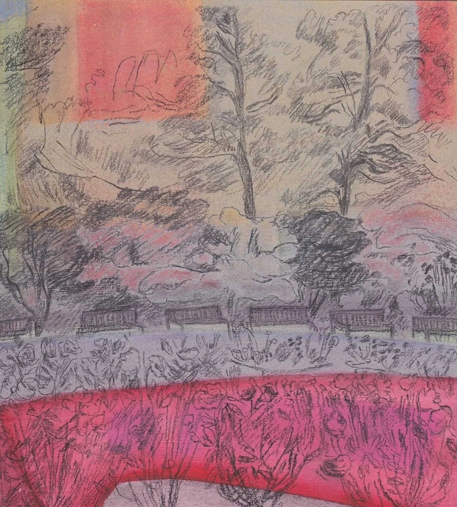 In a Garden 14, watercolour, pastel & graphite on paper, 20 x 18 cm