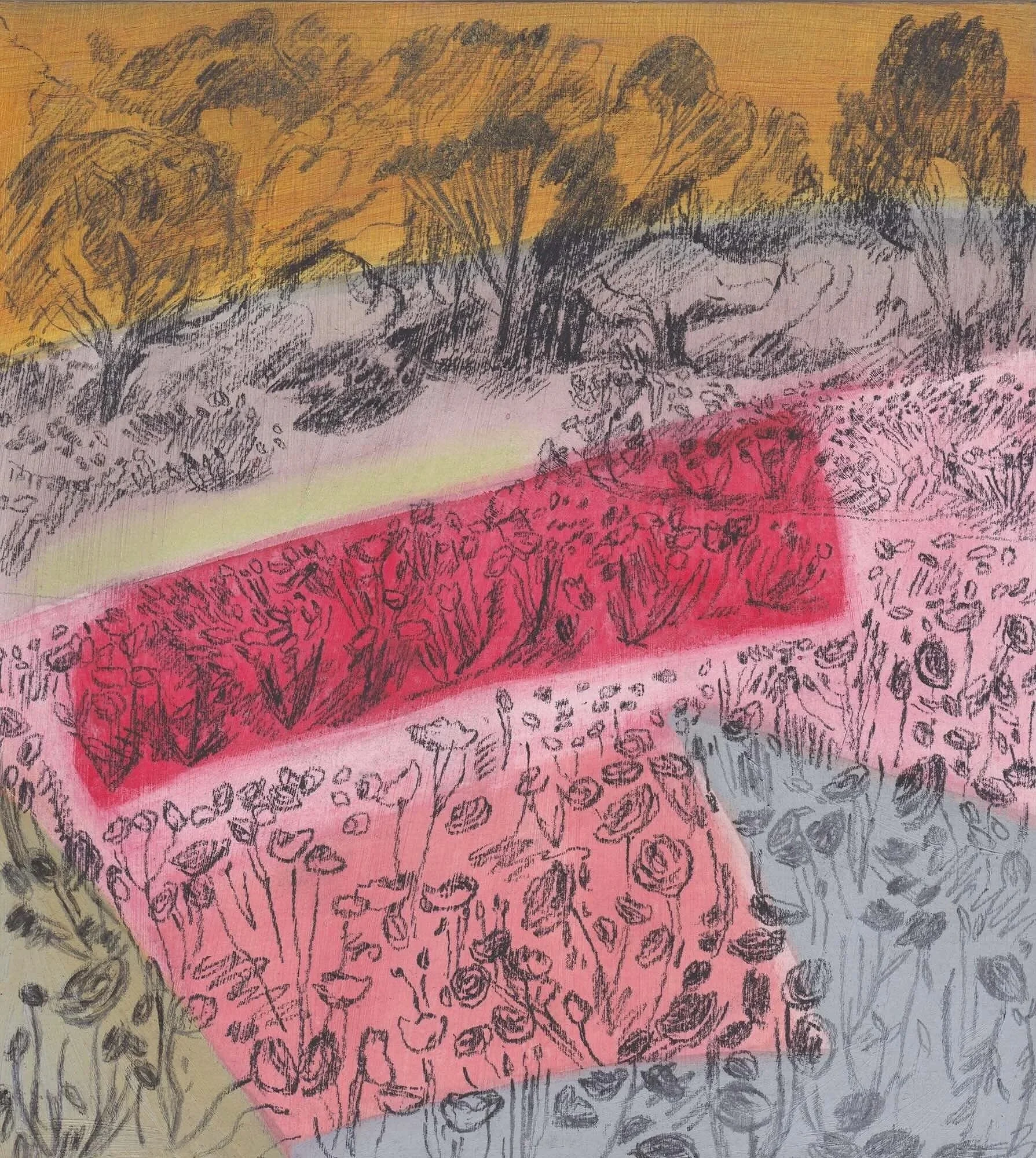 In a Garden 13, watercolour, pastel & graphite on paper, 20 x 18 cm