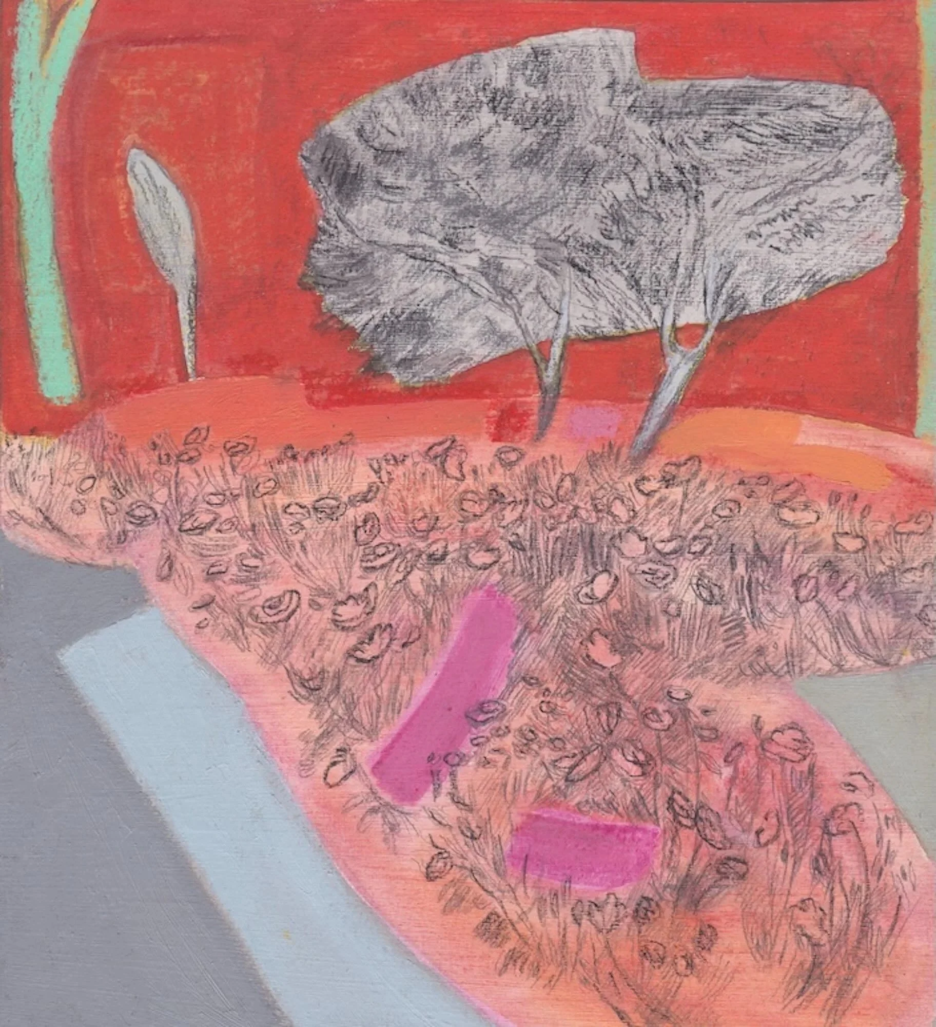  In a Garden 11, watercolour, pastel & graphite on paper, 20 x 18 cm