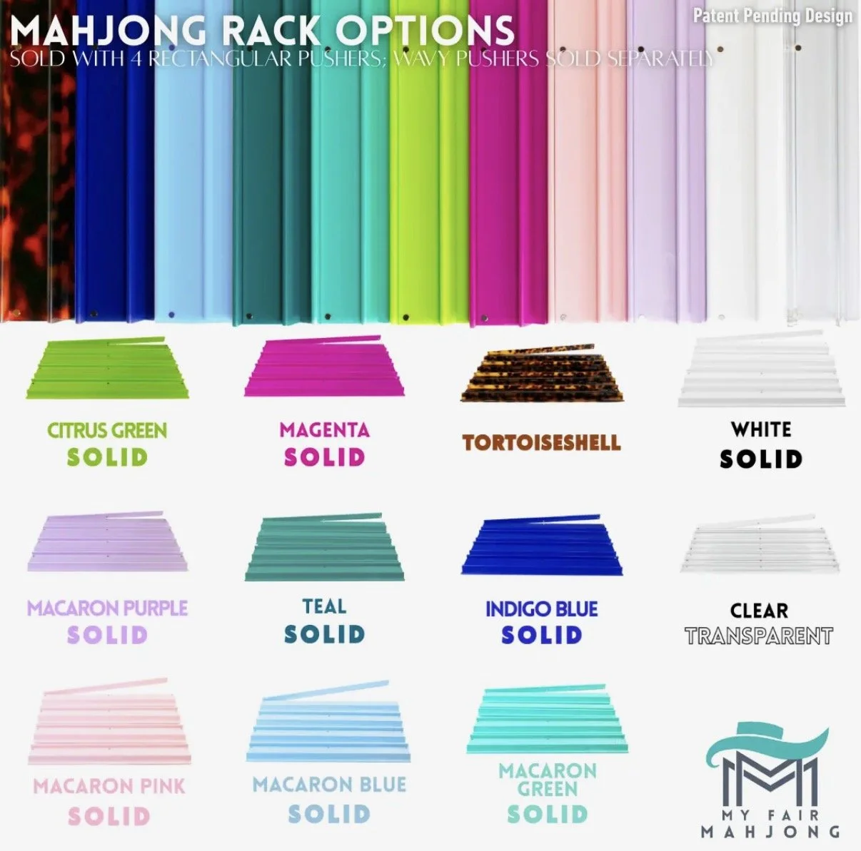 Mahjong Racks | Premium Acrylic | 4 Racks + 4 Pushers PREORDER Ships end of July