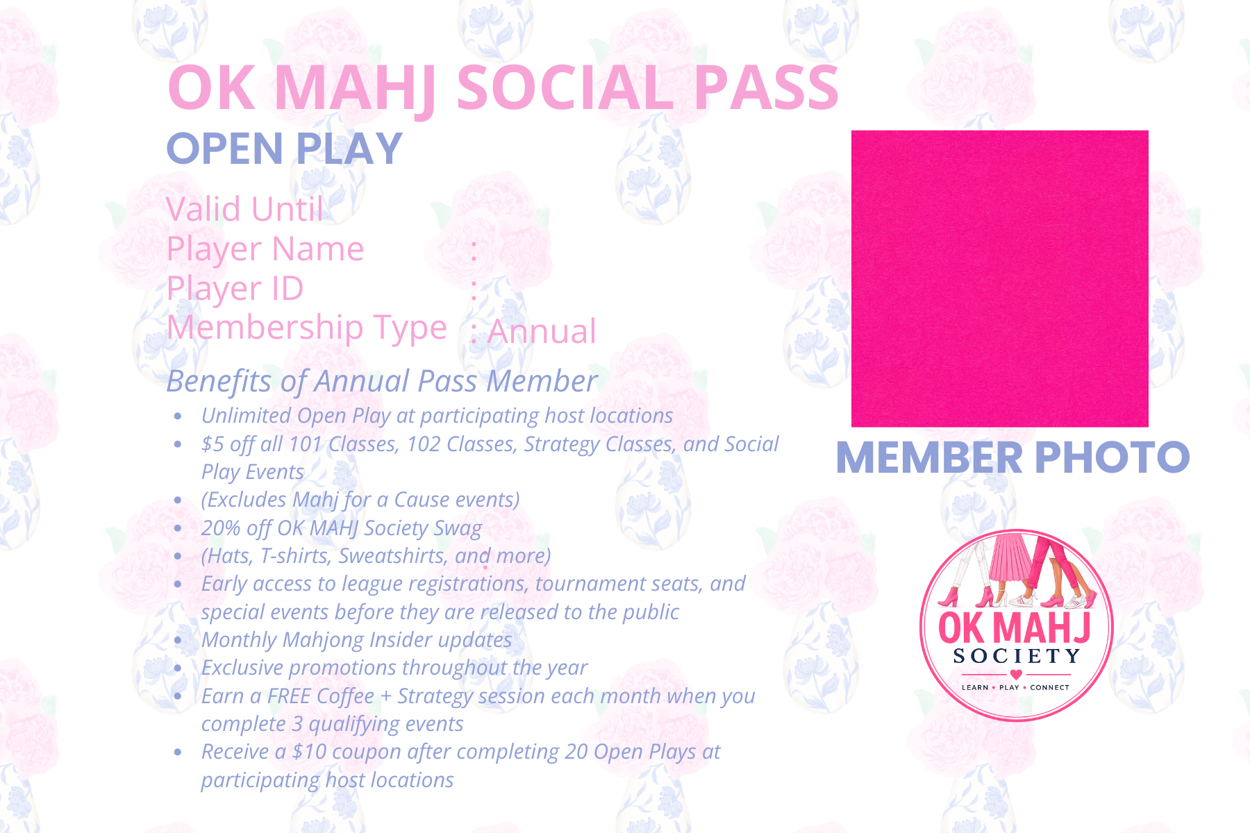 OK Mahj Society Pass - Annual Pass