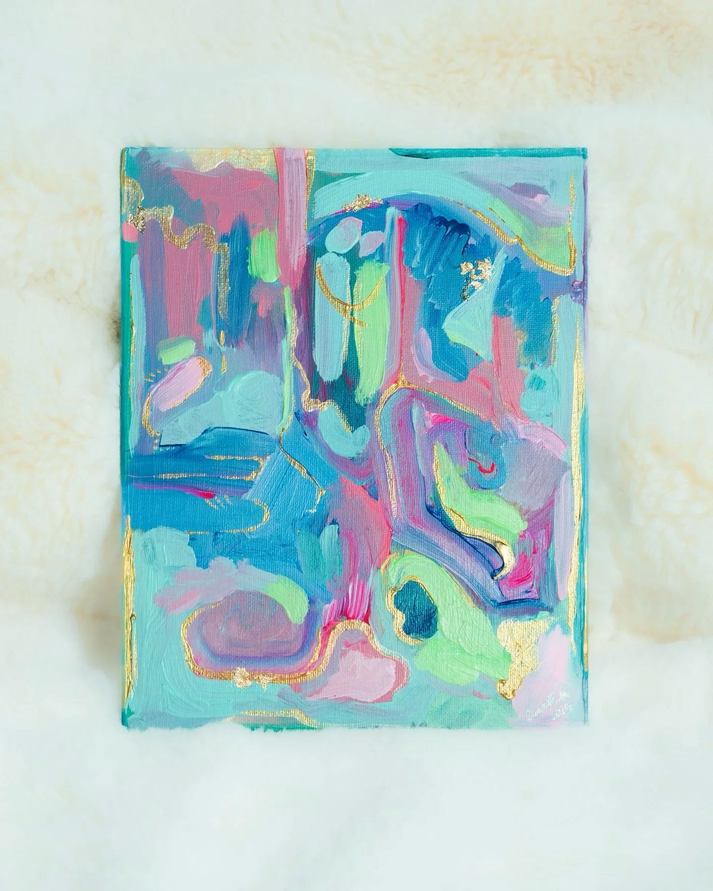 deep breath, slow down, appreciate 🤍

Our Happy Place
Crista Faith Castro, 2026
Acrylic and gold leaf on canvas
8 x 10 inches | San Diego, CA 

Available 5/3.