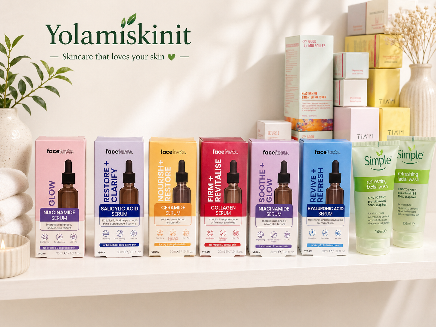 Yolamiskinit Korean skincare serums collection - brightening, glow and anti-aging products