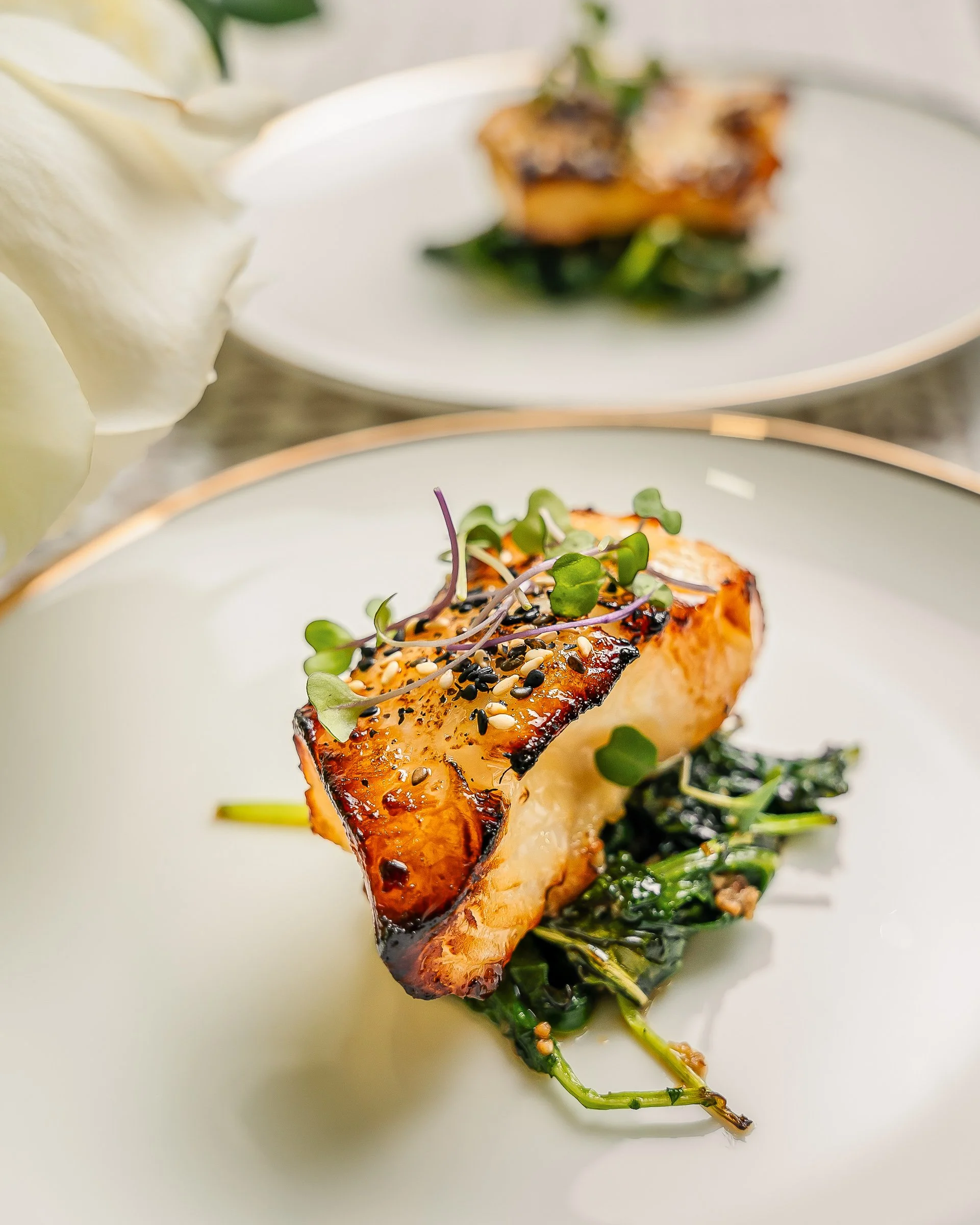Miso glazed sea bass, fine dining food photography by Jette Shoots Miami