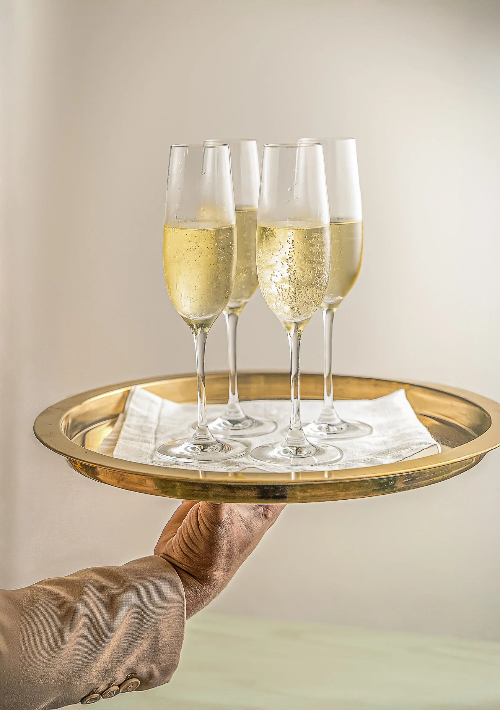 Miami hospitality photography of champagne service for restaurants and hotels.