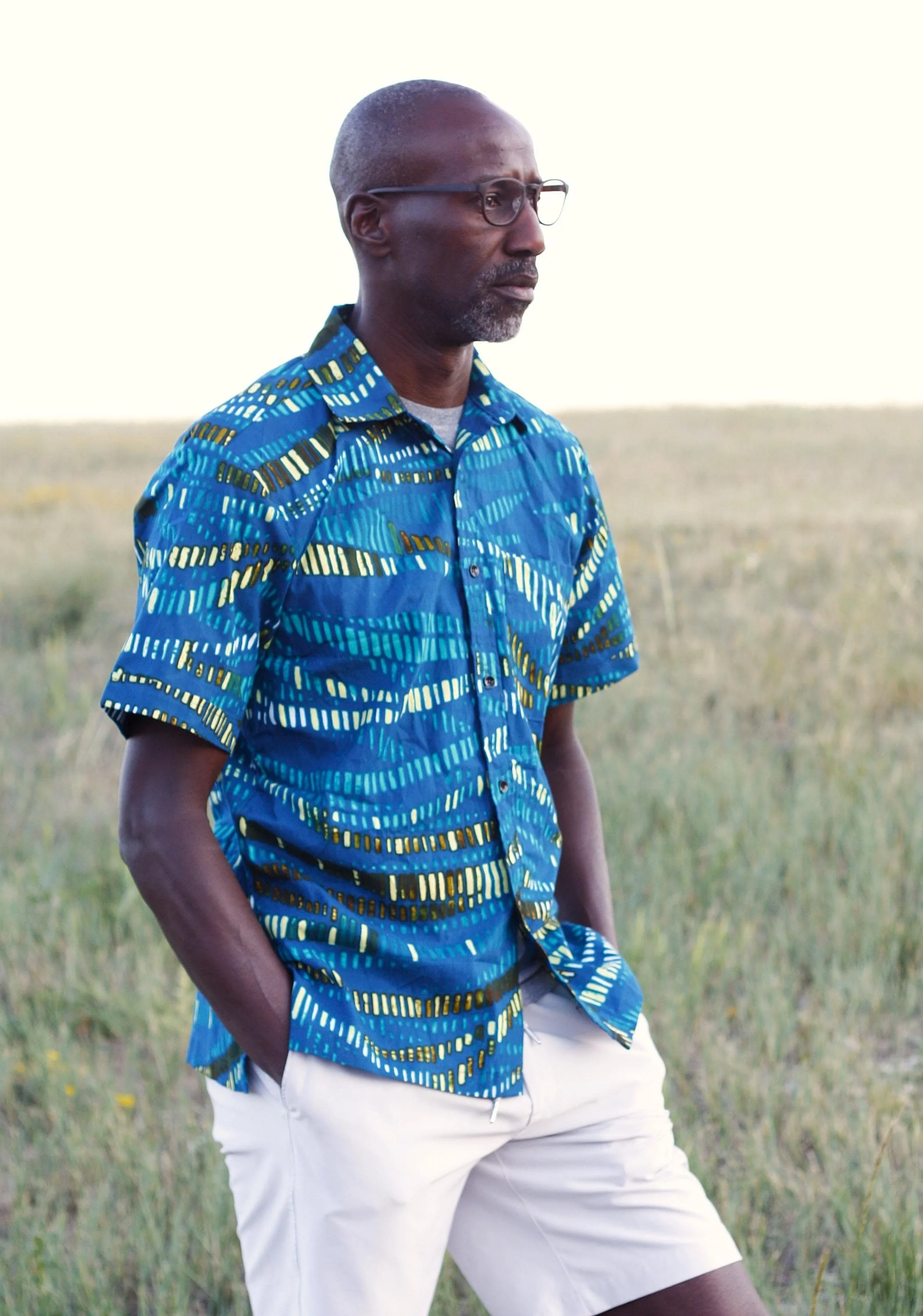 African Wax Print Men's Shirt, Cotton Short Sleeve