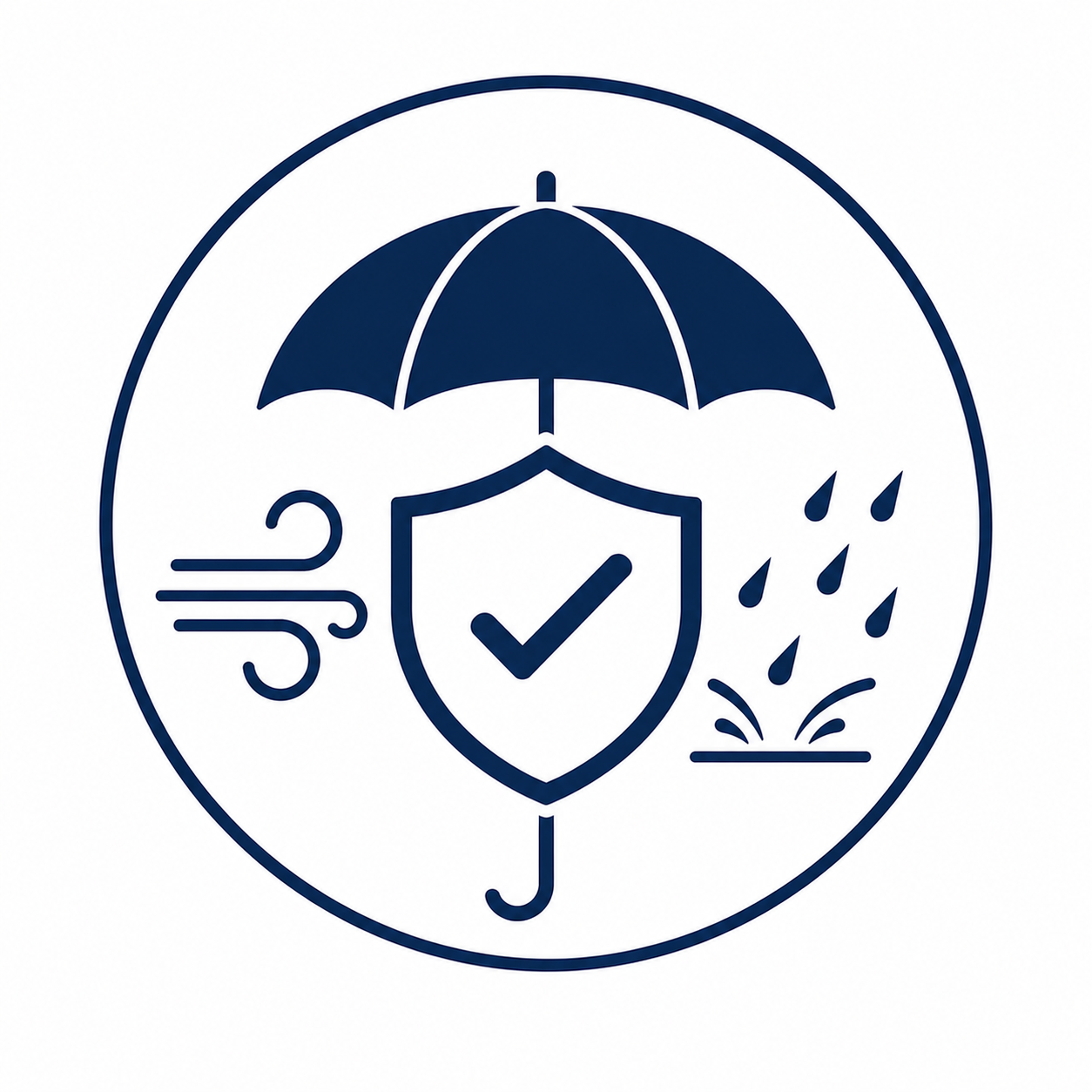 Weather protection icon representing high peak tent rentals that provide shade, wind resistance, and protection from light rain for outdoor events in Baltimore, Maryland.