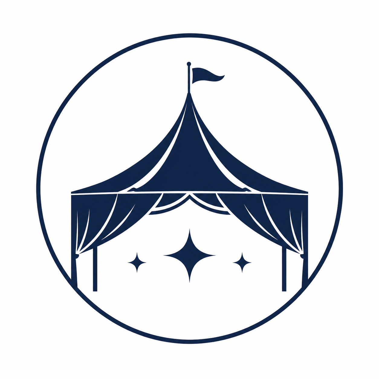 Elegant high peak tent design icon representing premium marquee tent rentals for weddings, corporate events, and outdoor celebrations.