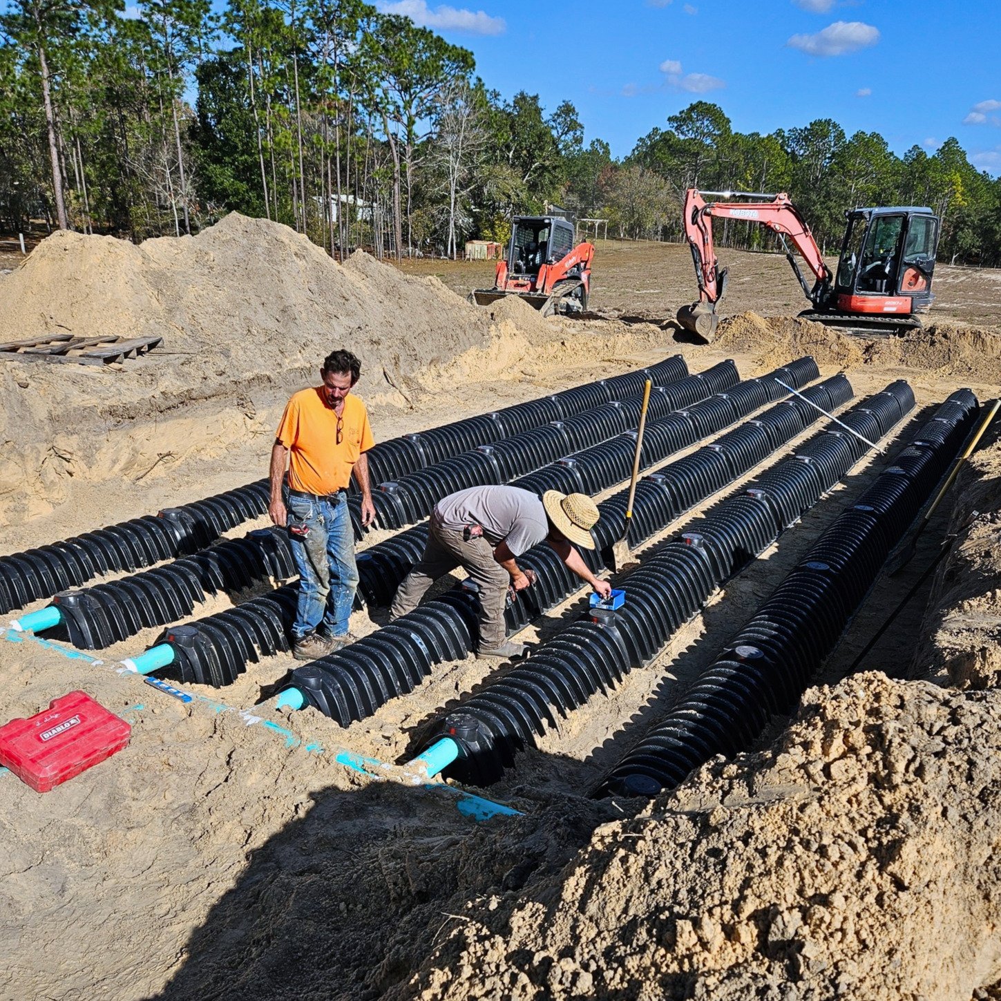Underground drainage and piping installation by Keene Plumbing Services on a commercial construction site in Florida