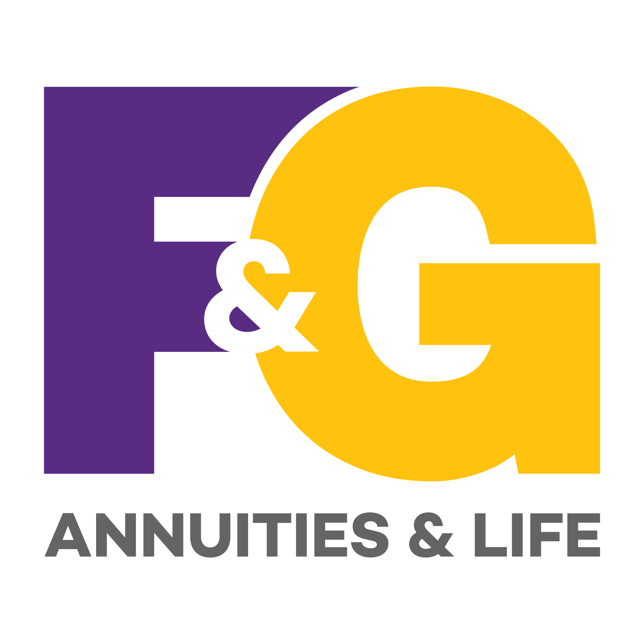 Logo for E & G Annuities & Life with large purple and yellow letters E and G, and the company name in gray text below.