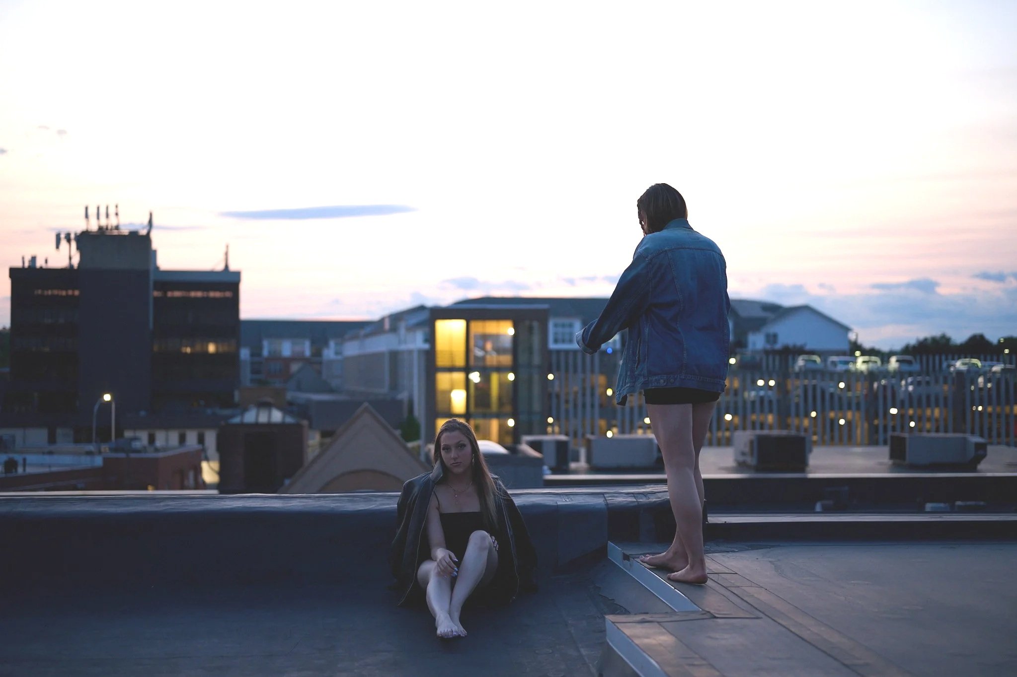 Brittney Tougas & Madie MacRae during filming of music video - photo by Carter Grotta
