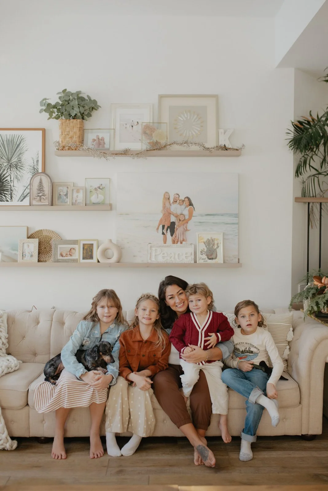 Cecilia Kissel with her children at home