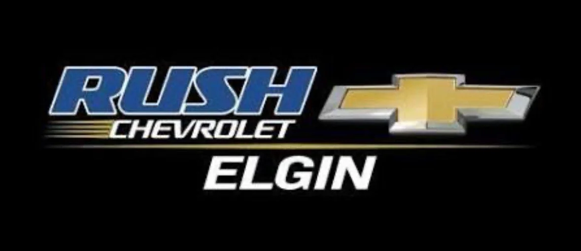 RUSH CHEVROLET ELGIN logo on a black background.