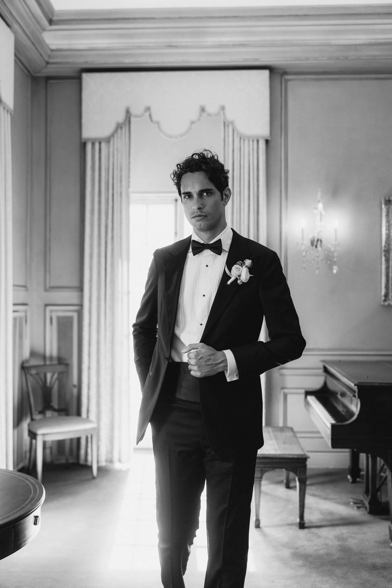 Groom looking at the camera