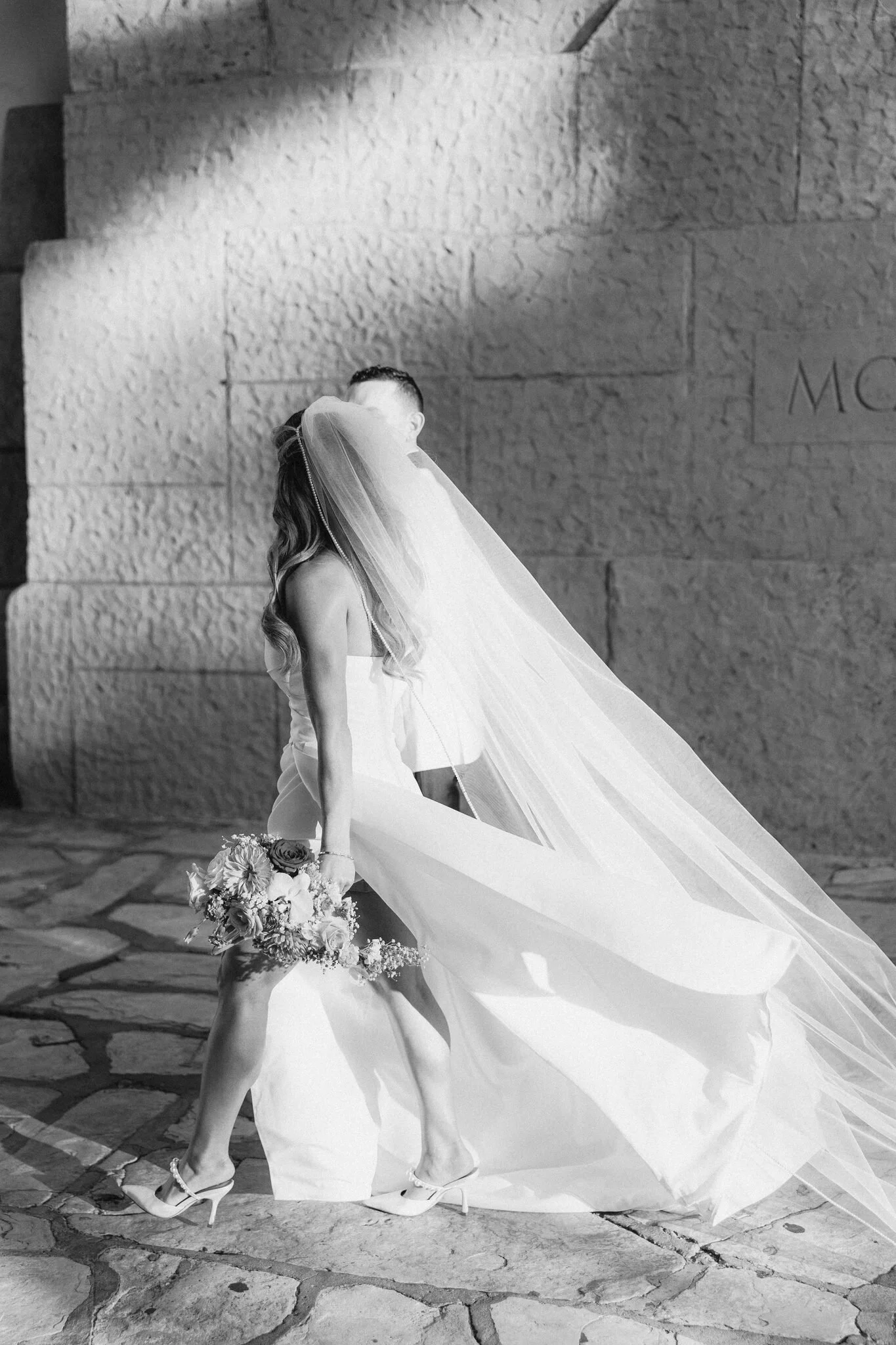 Bride and Groom Walking hand in hand Santa Barbara