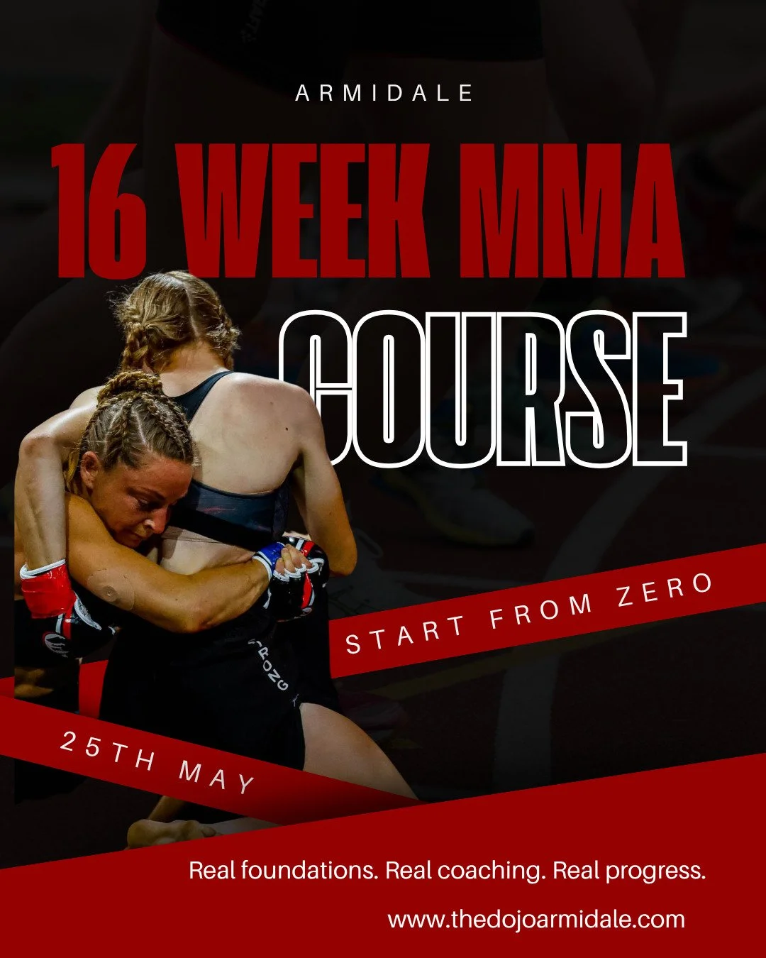 We&rsquo;ve got a one-time-only 16 week MMA beginners group starting May 25. 

It&rsquo;s a small, friendly crew, men and women, all levels, all ages, all starting from different places.

We coach things properly from the ground up, but the main thin