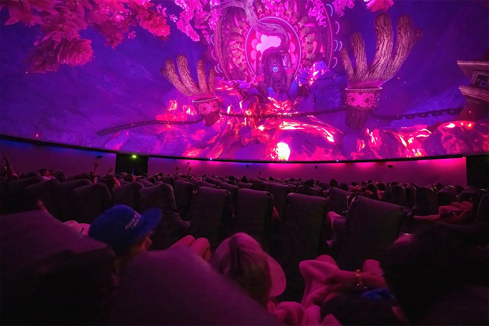 HP REGEN activation inside the Antarctic Dome at Coachella 2022 with audience and 360 degree fulldome projection