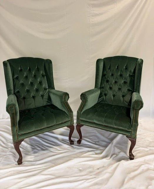 9 Emerald Velvet Wingback Chairs - Pair.jpg