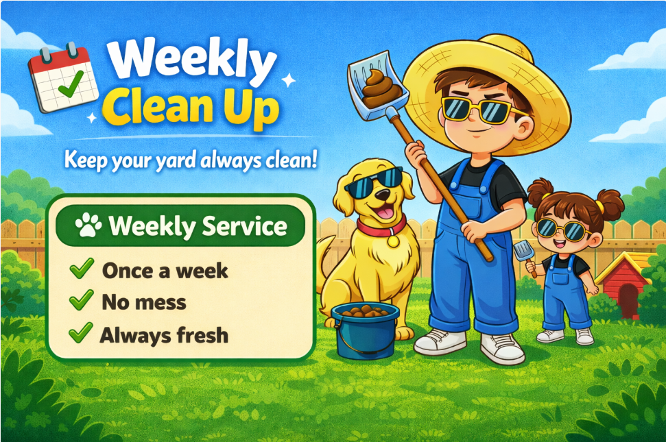 Weekly dog poop scooping service by Lil Scoop Pros keeping yard clean every week