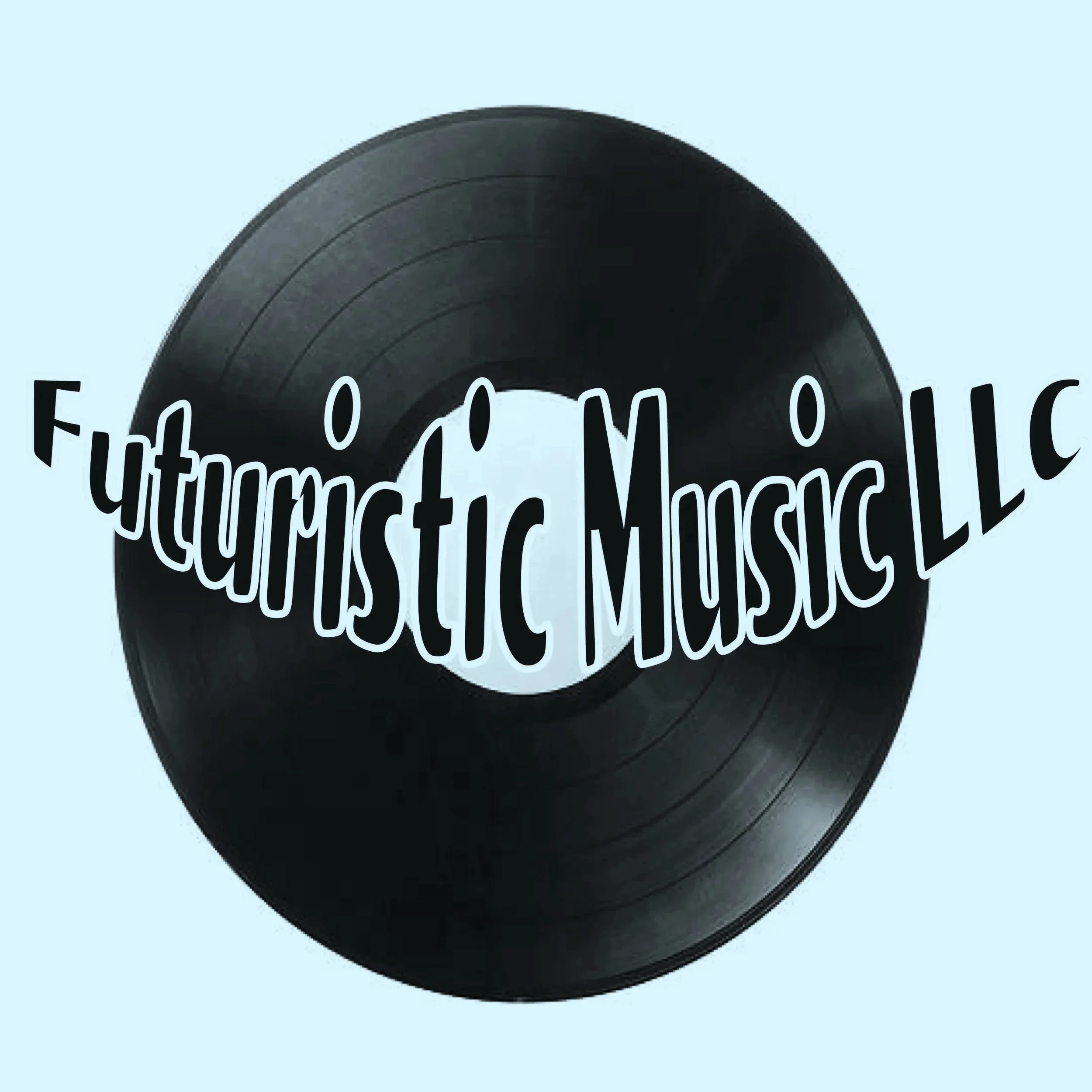 A vinyl record with the text 'Futuristic Music LLC' overlaid in a stylized font.