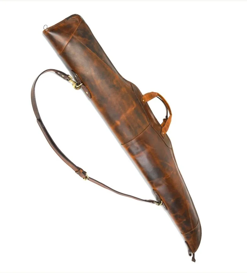 Full-Grain Leather Rifle Case with Adjustable Shoulder Strap