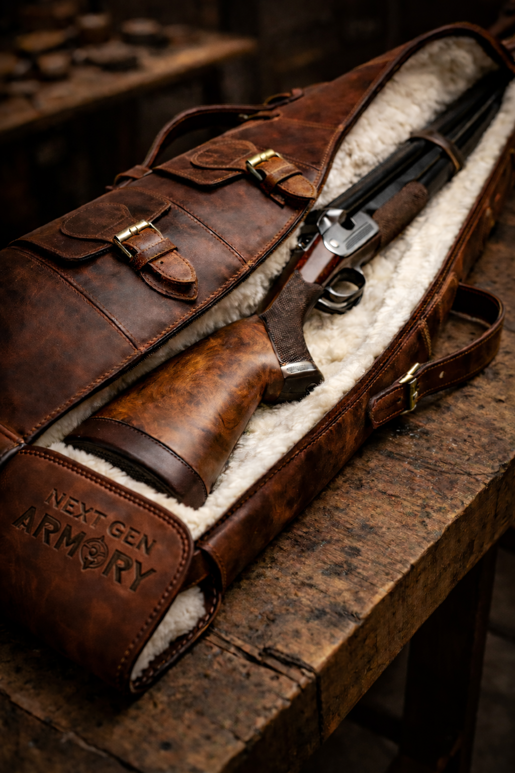 remium leather shotgun case with soft plush lining by Next Gen Armory Australia