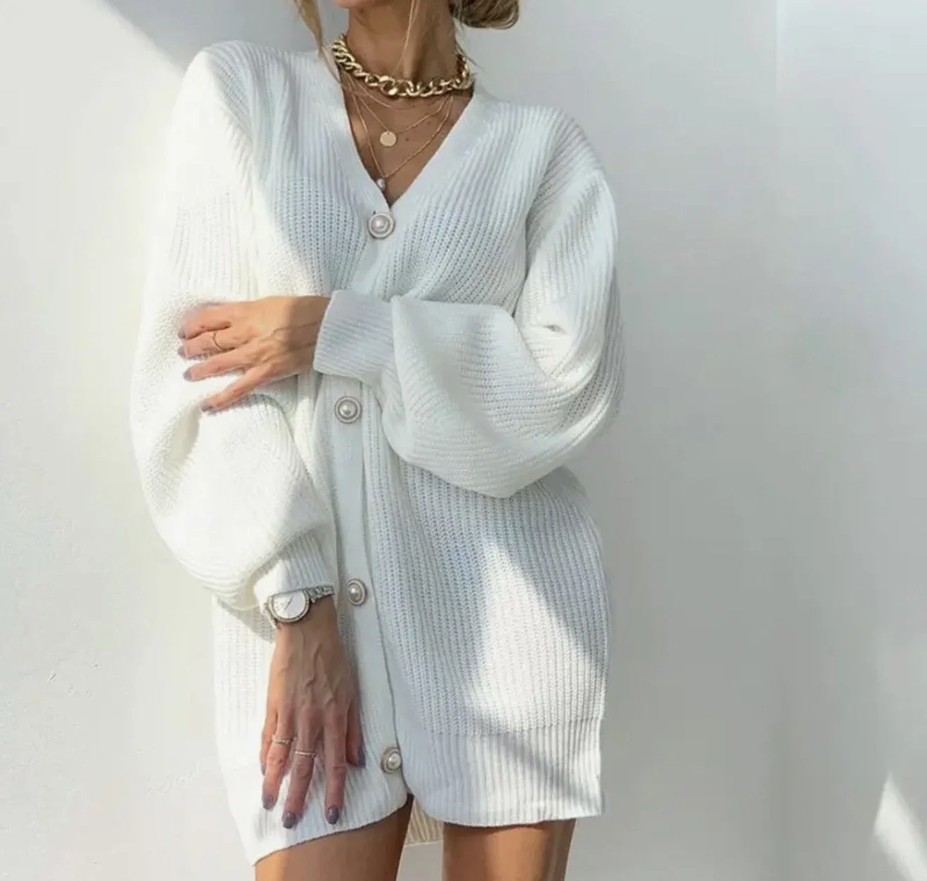 Pearl Button Knit Cardigan