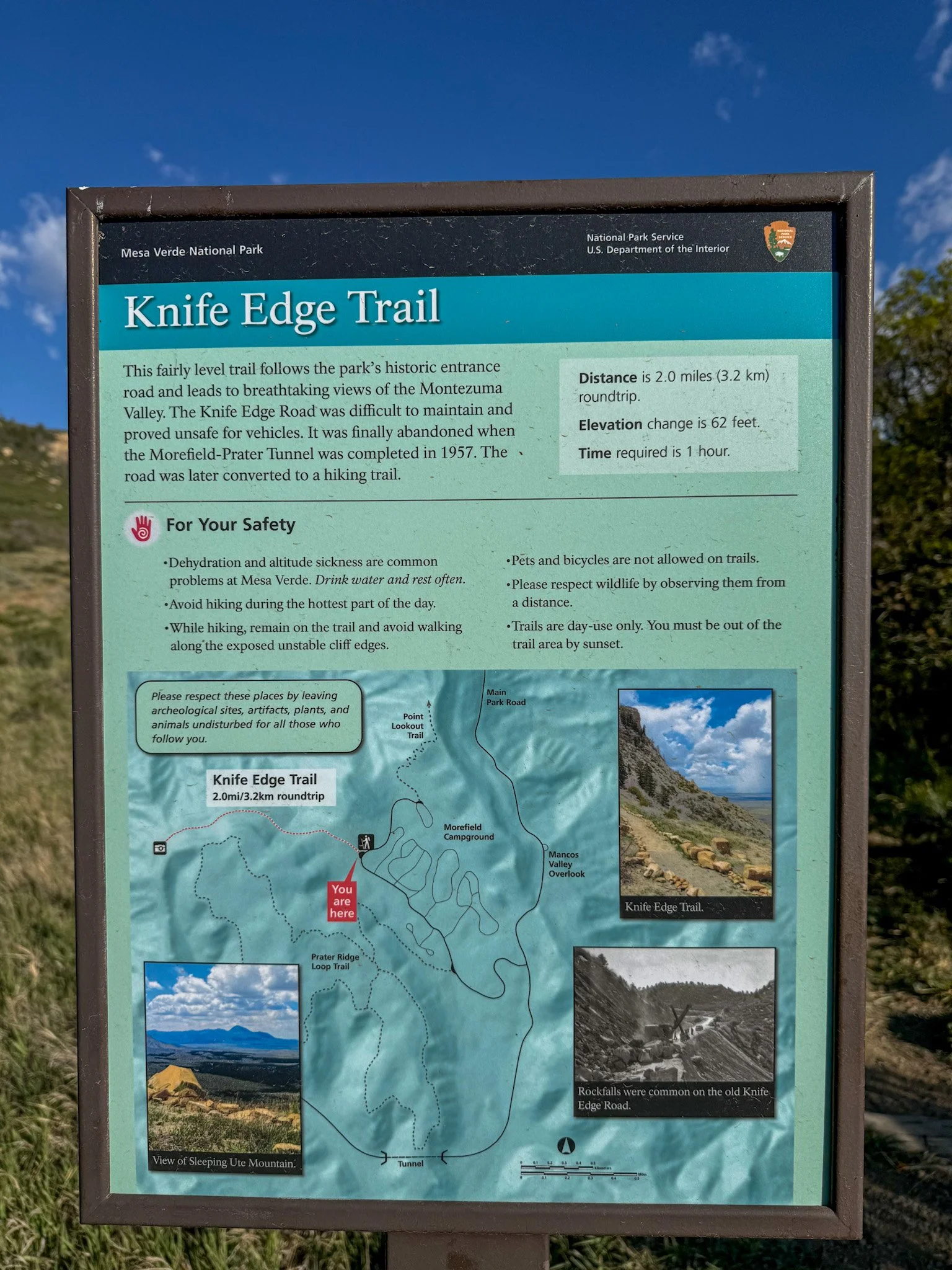 Trail sign for the Knife Edge Trail