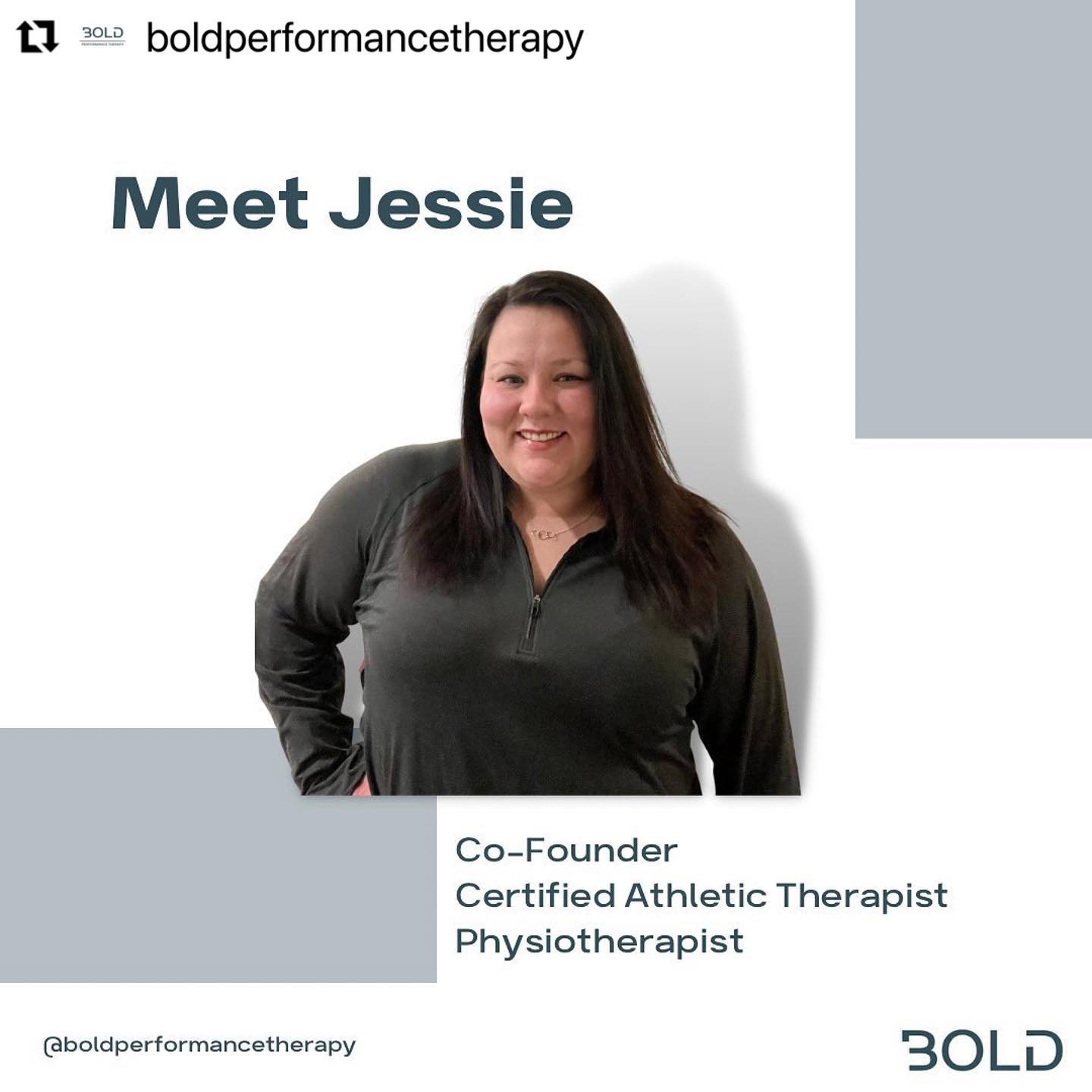 #Repost @boldperformancetherapy with @use.repost
・・・
Meet Jessie, co-founder of Bold Performance Therapy! Jessie is a dual credentialed Certified Athletic Therapist &amp; Physiotherapist with over 10 years of experience in the field. She has degrees 