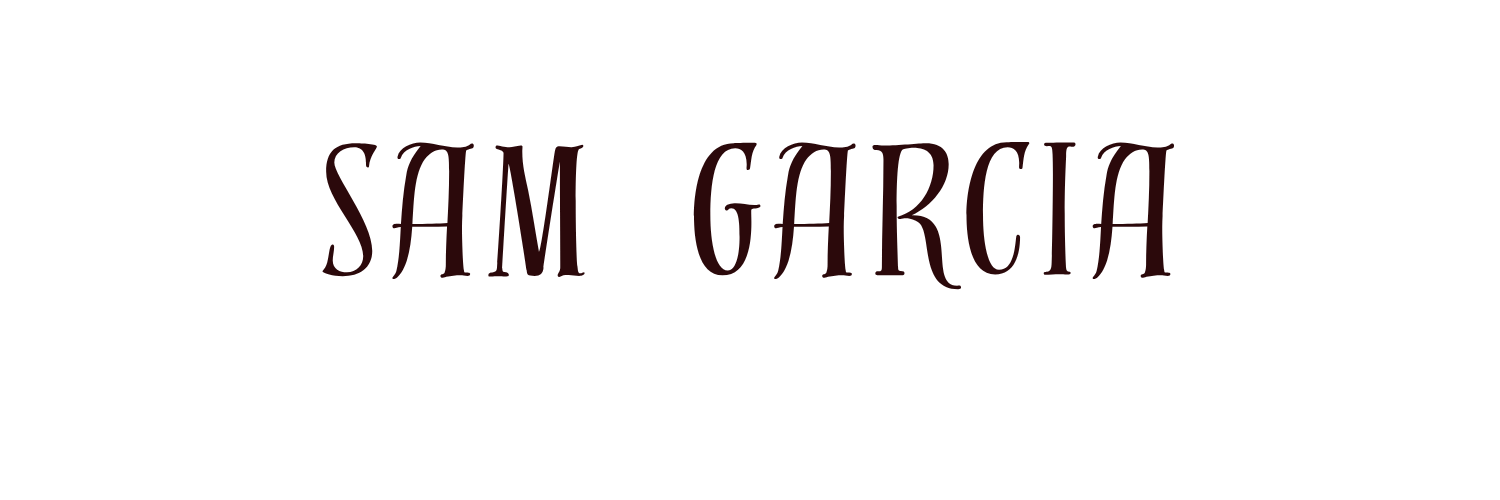 Text logo reading 'SAM GARCIA' in stylistic font on a black background.