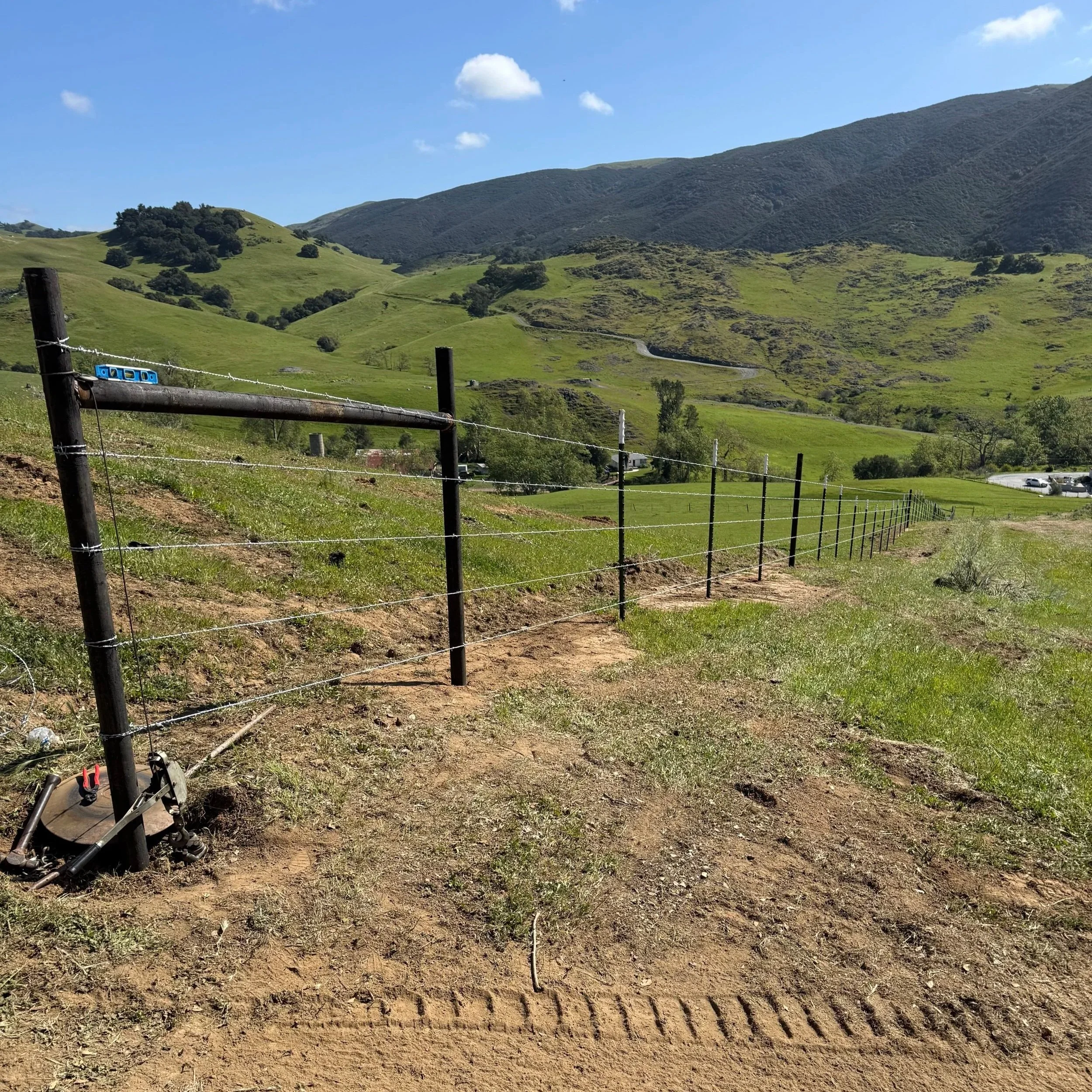 New ranch fence line installation in San Luis Obispo County California.